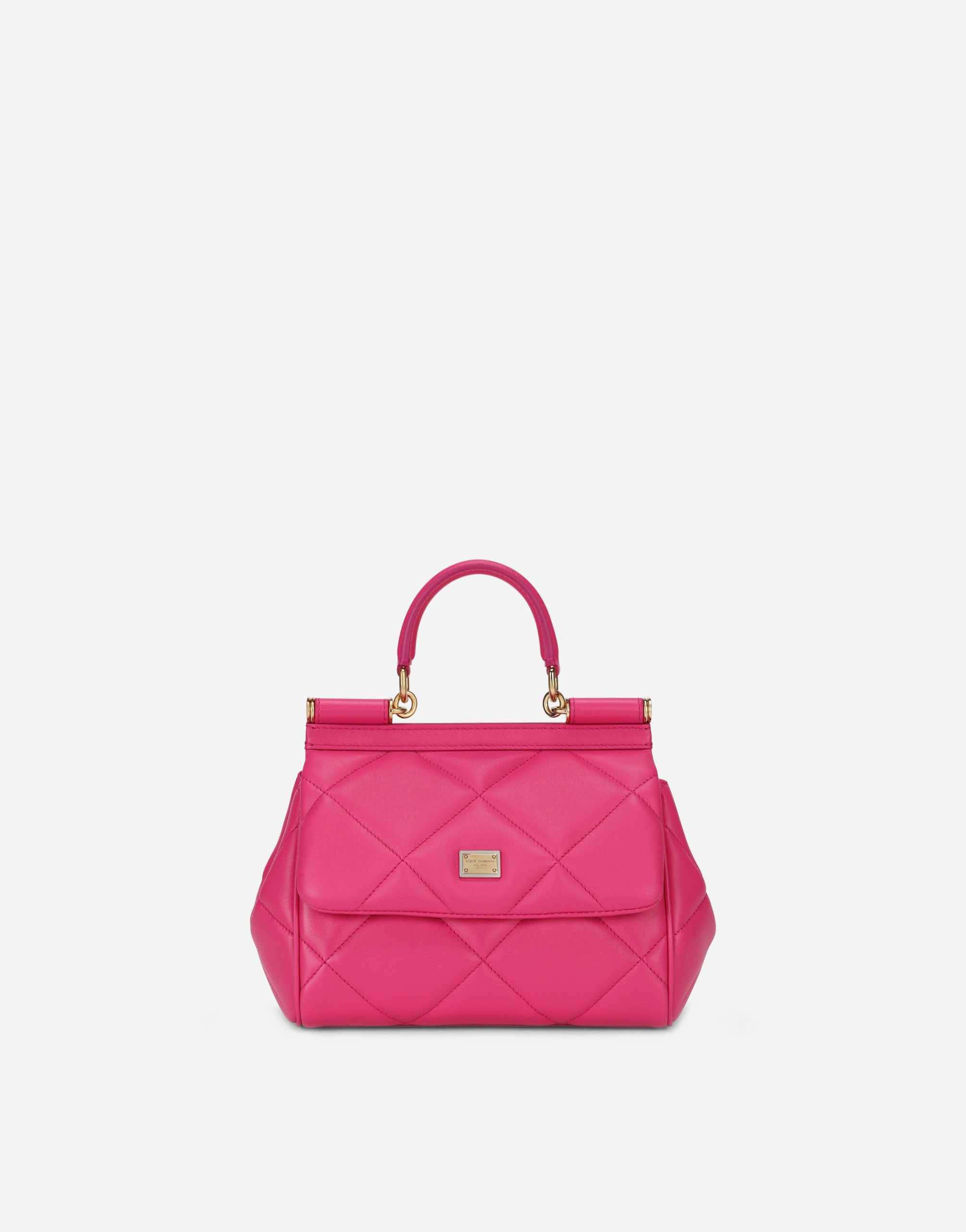 Small Sicily bag in quilted calfskin in Fuchsia
