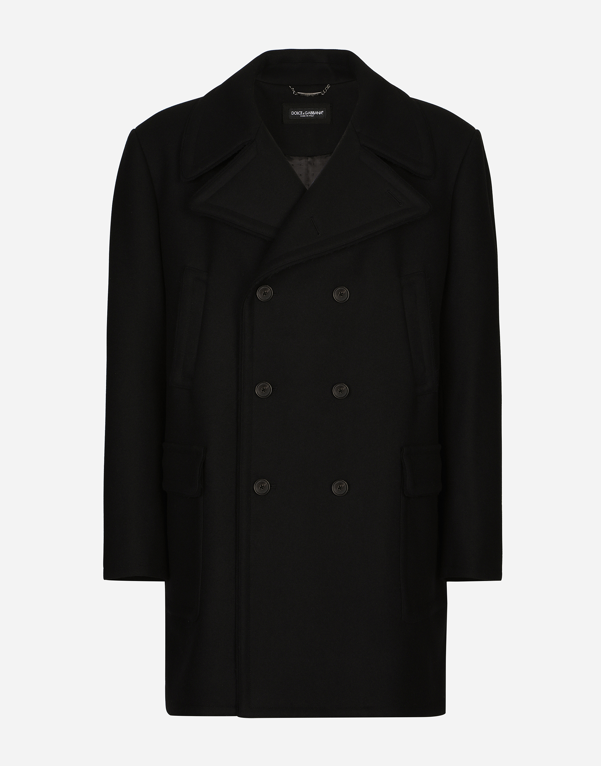 Wool pea coat in Black