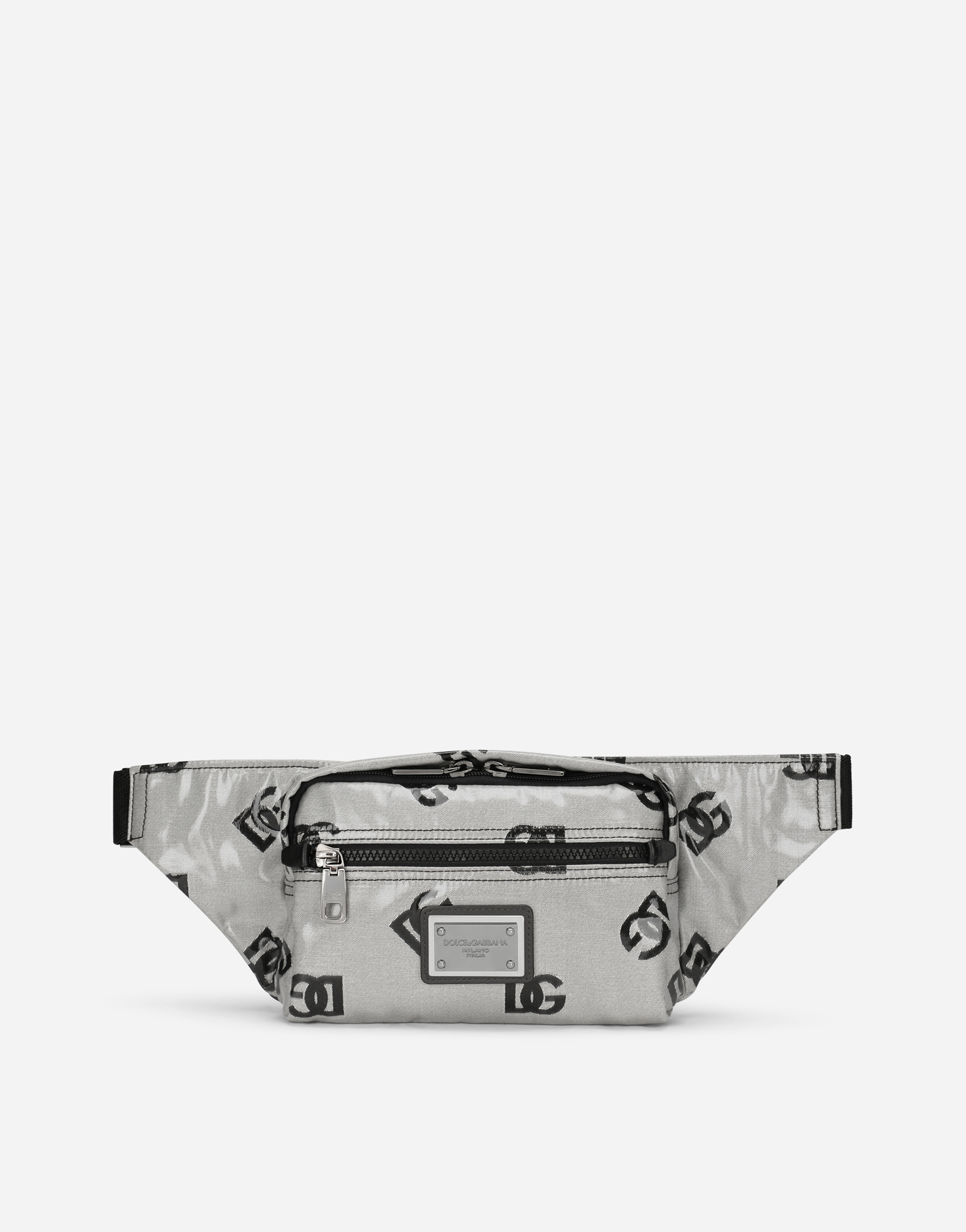 Small coated fabric belt bag with logo in Grey