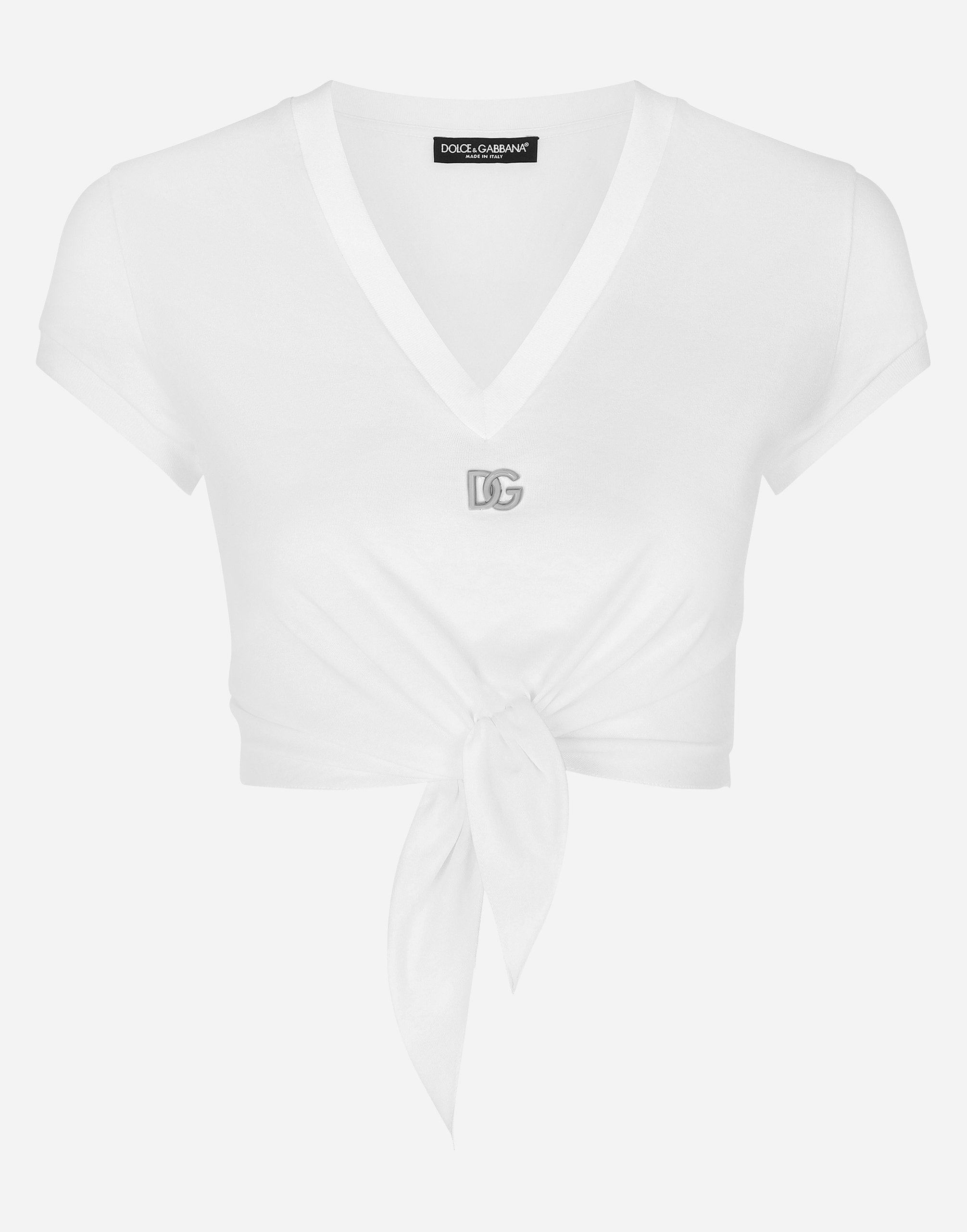 Jersey T-shirt with DG logo and knot detail in White