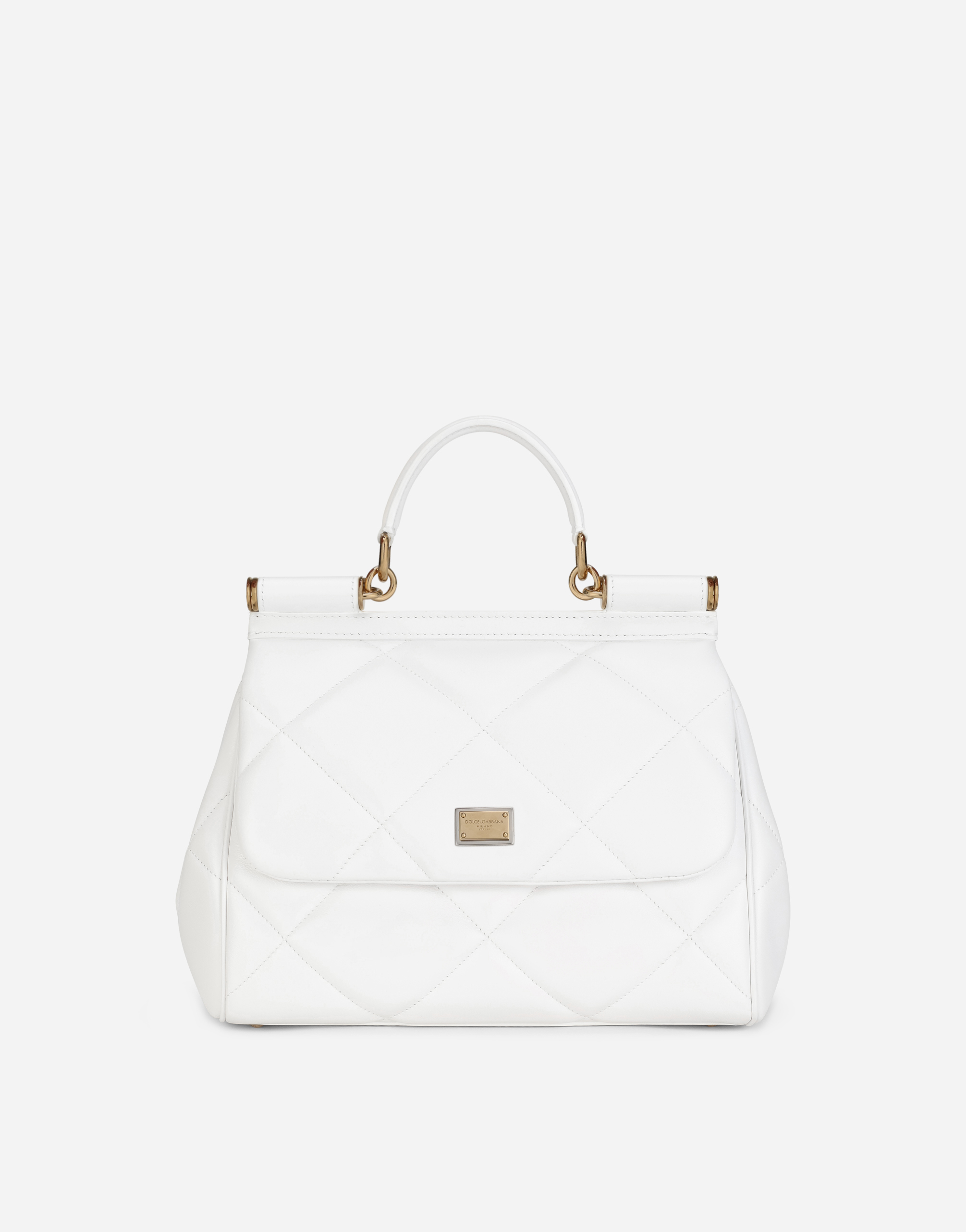 Medium Sicily bag in quilted calfskin in White