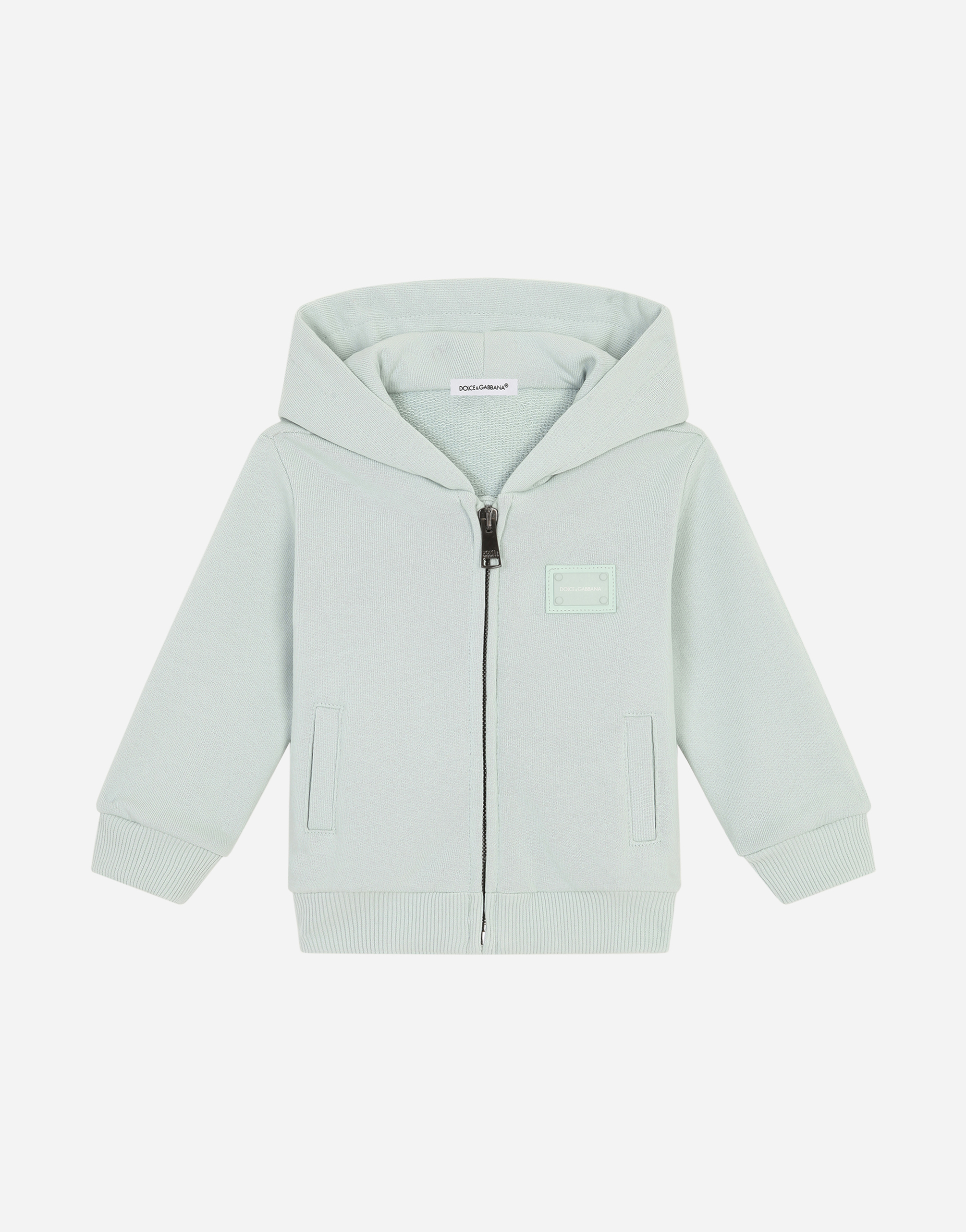Jersey hoodie with logo tag in Green