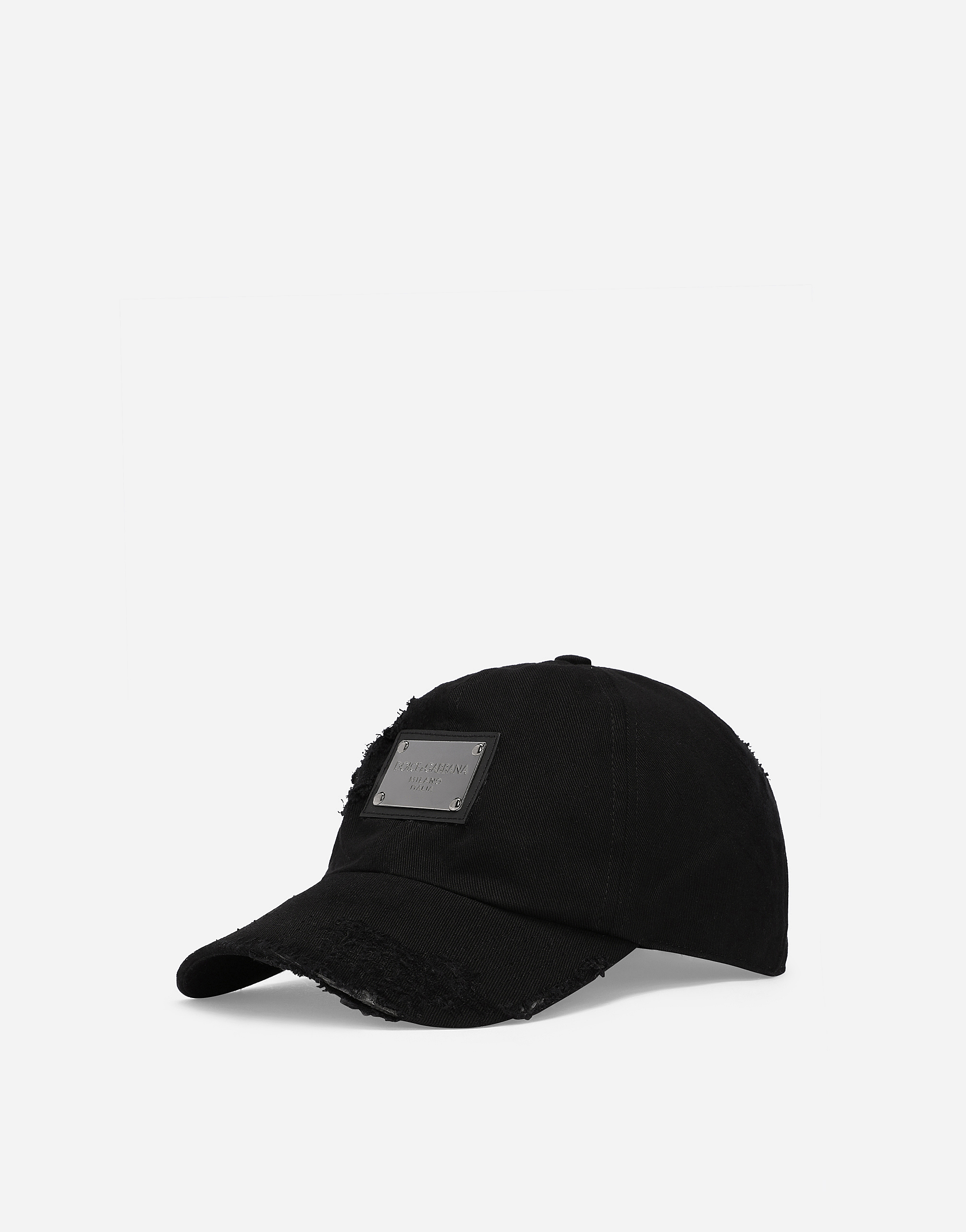 Cotton twill baseball cap in Black