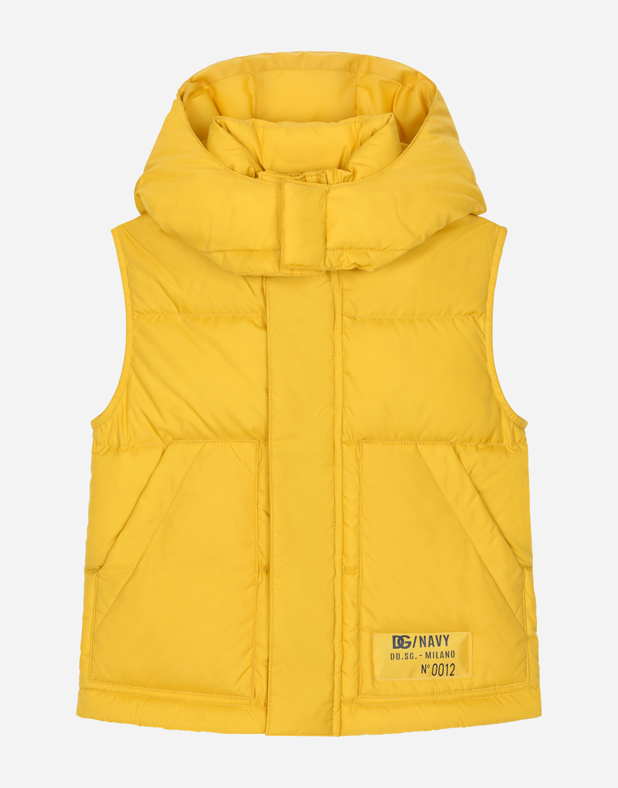 Sleeveless nylon down jacket in Yellow