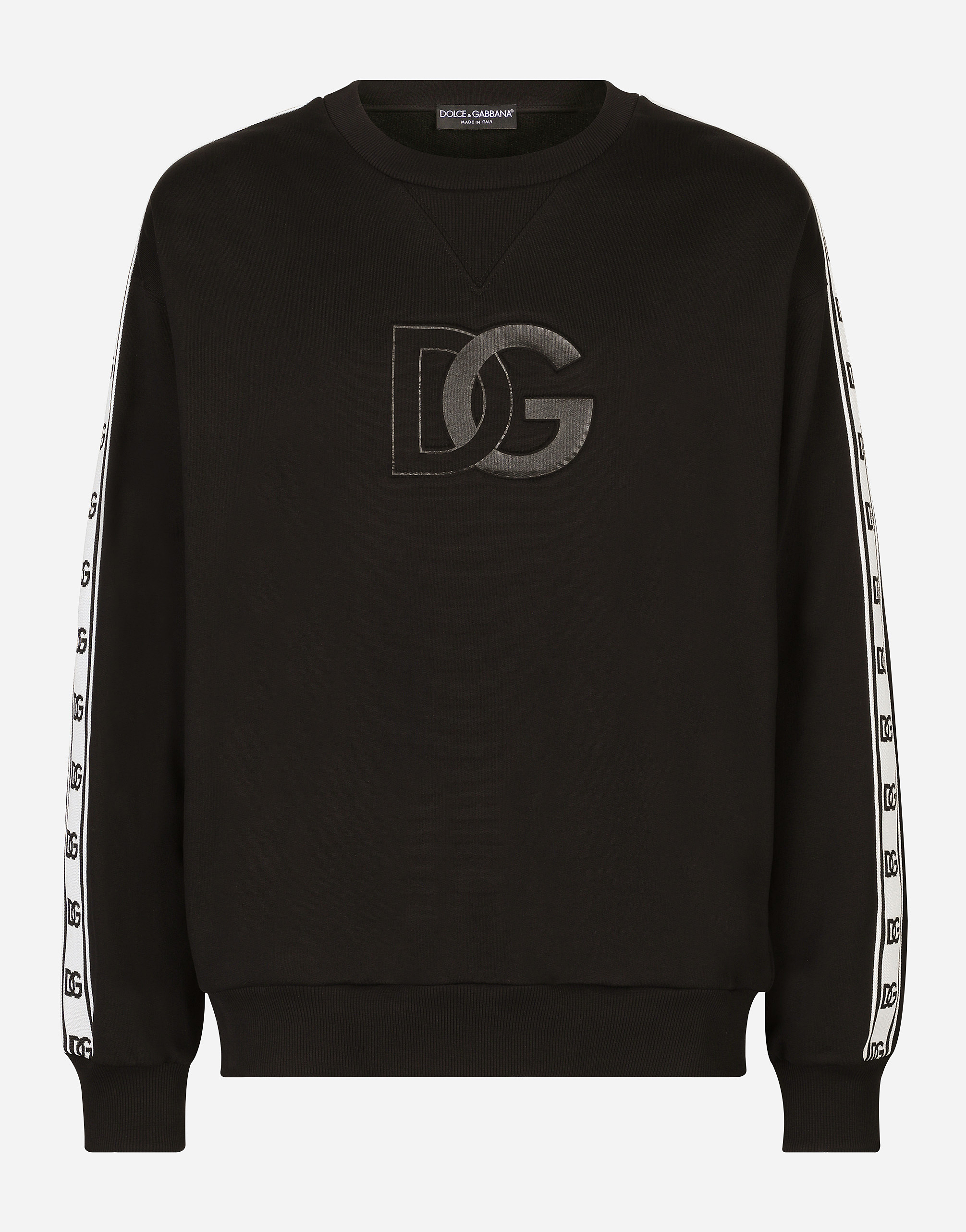 Jersey sweatshirt with bands and embossed DG logo in Black