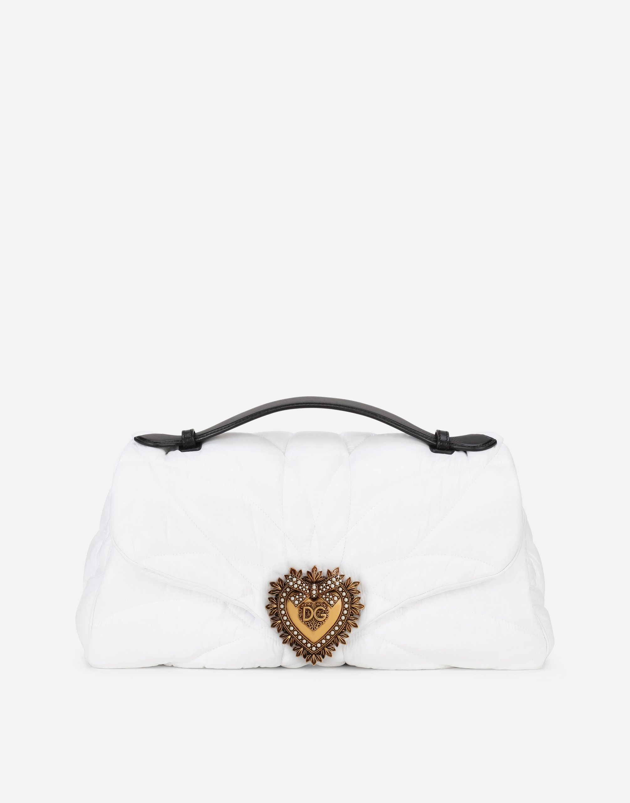Large quilted nylon Devotion shoulder bag in White/Black