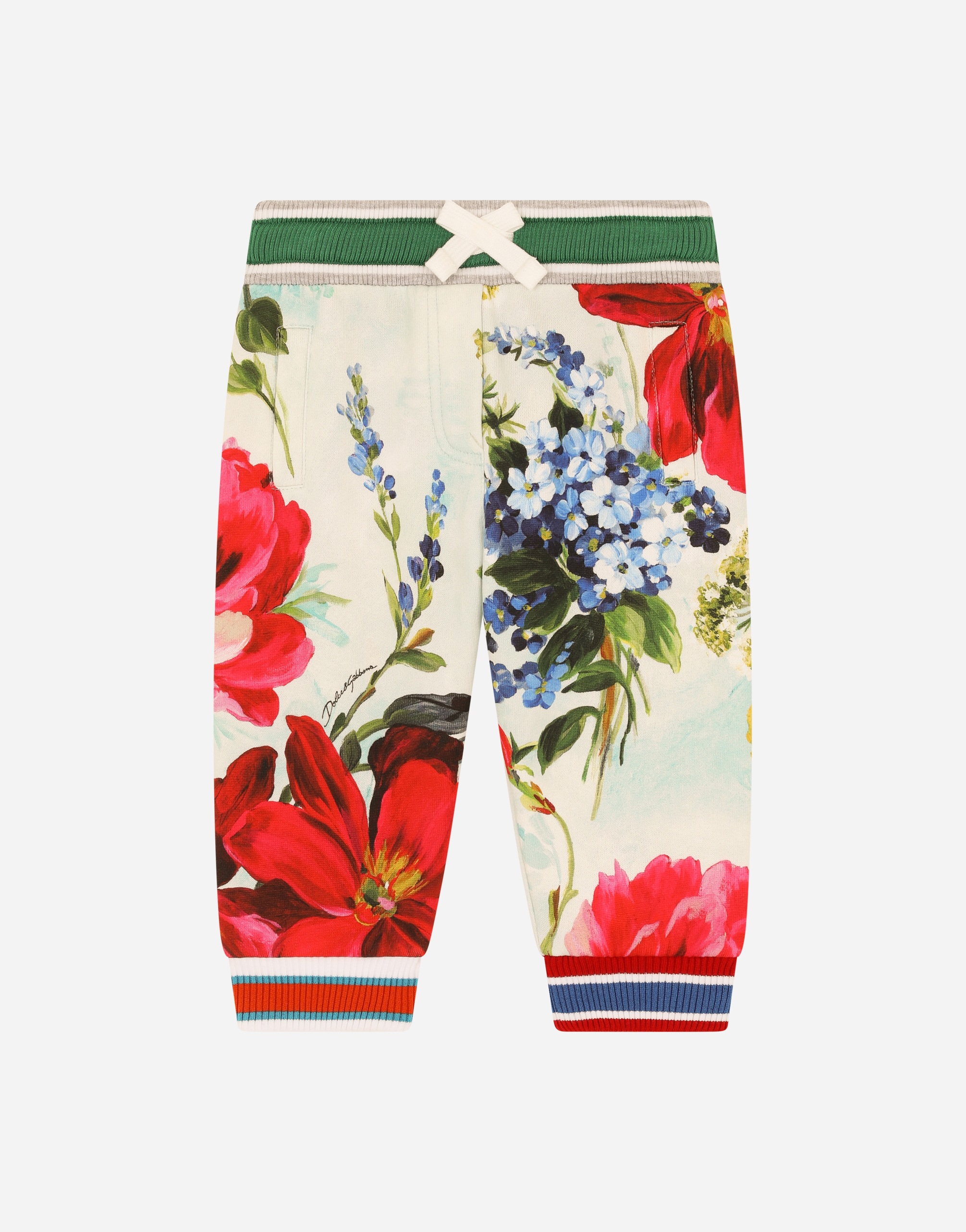 Jersey jogging pants with garden print in Multicolor