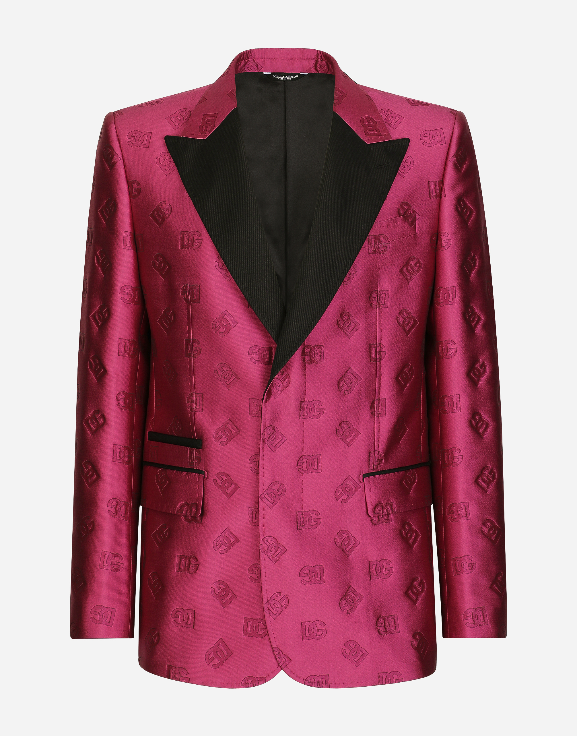 Single-breasted Sicilia-fit tuxedo jacket with DG jacquard detailing in Fuchsia