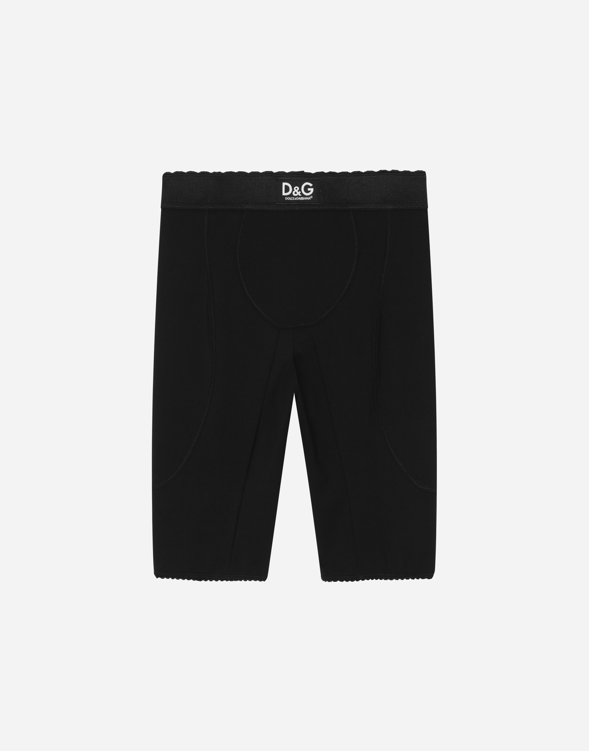 Technical jersey cycling shorts with D&G label in Black