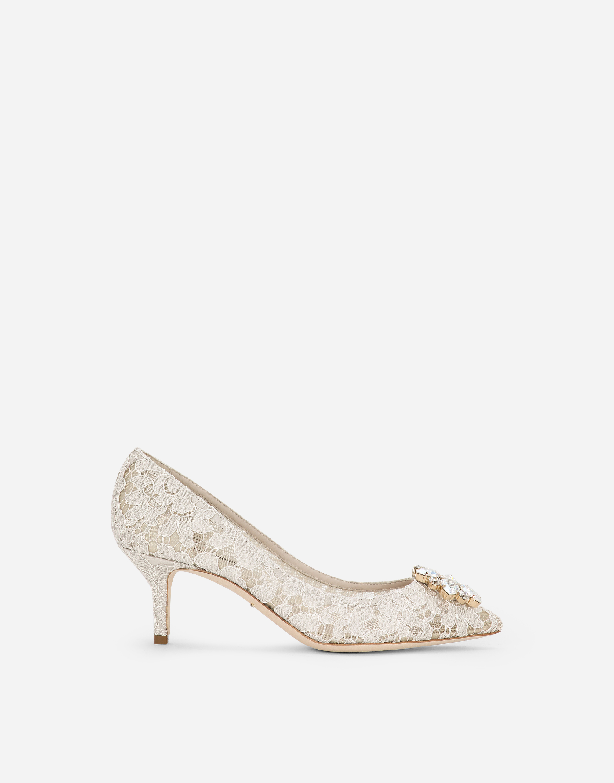 Pump in Taormina lace with crystals in White