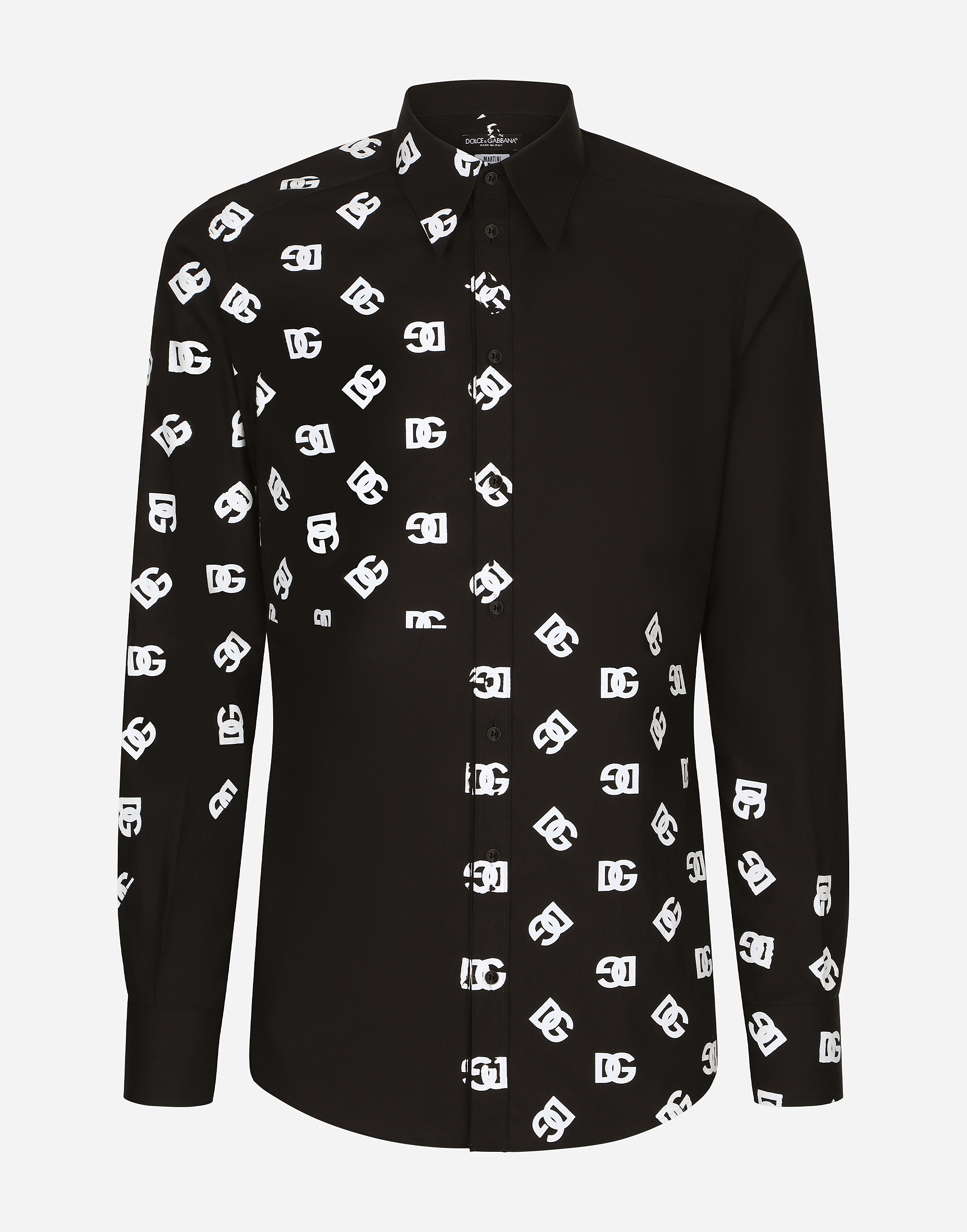 Cotton Martini-fit shirt with DG logo print in Black