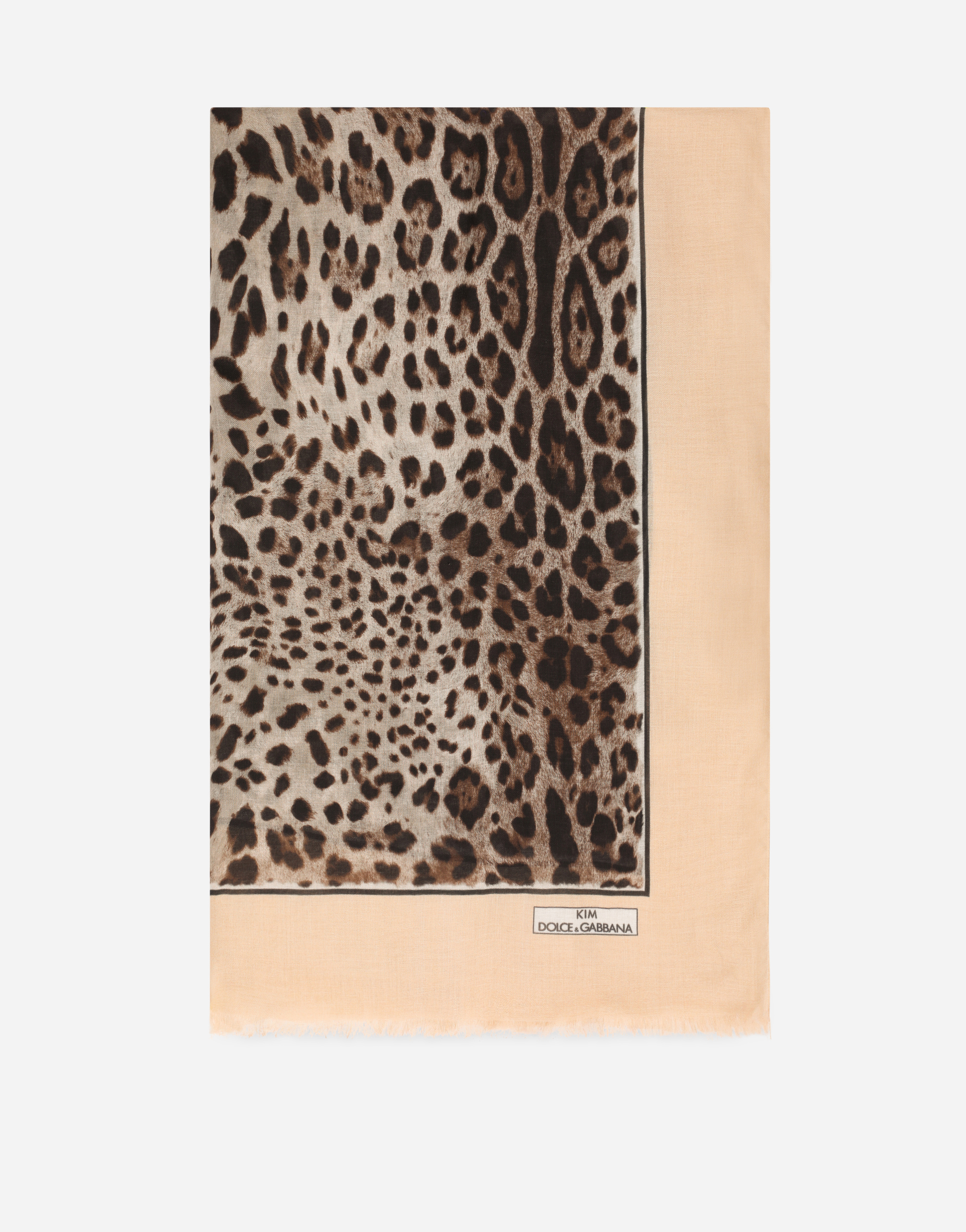 KIM DOLCE&GABBANA Leopard-print cashmere and modal scarf (135 x 200) in Animal Print