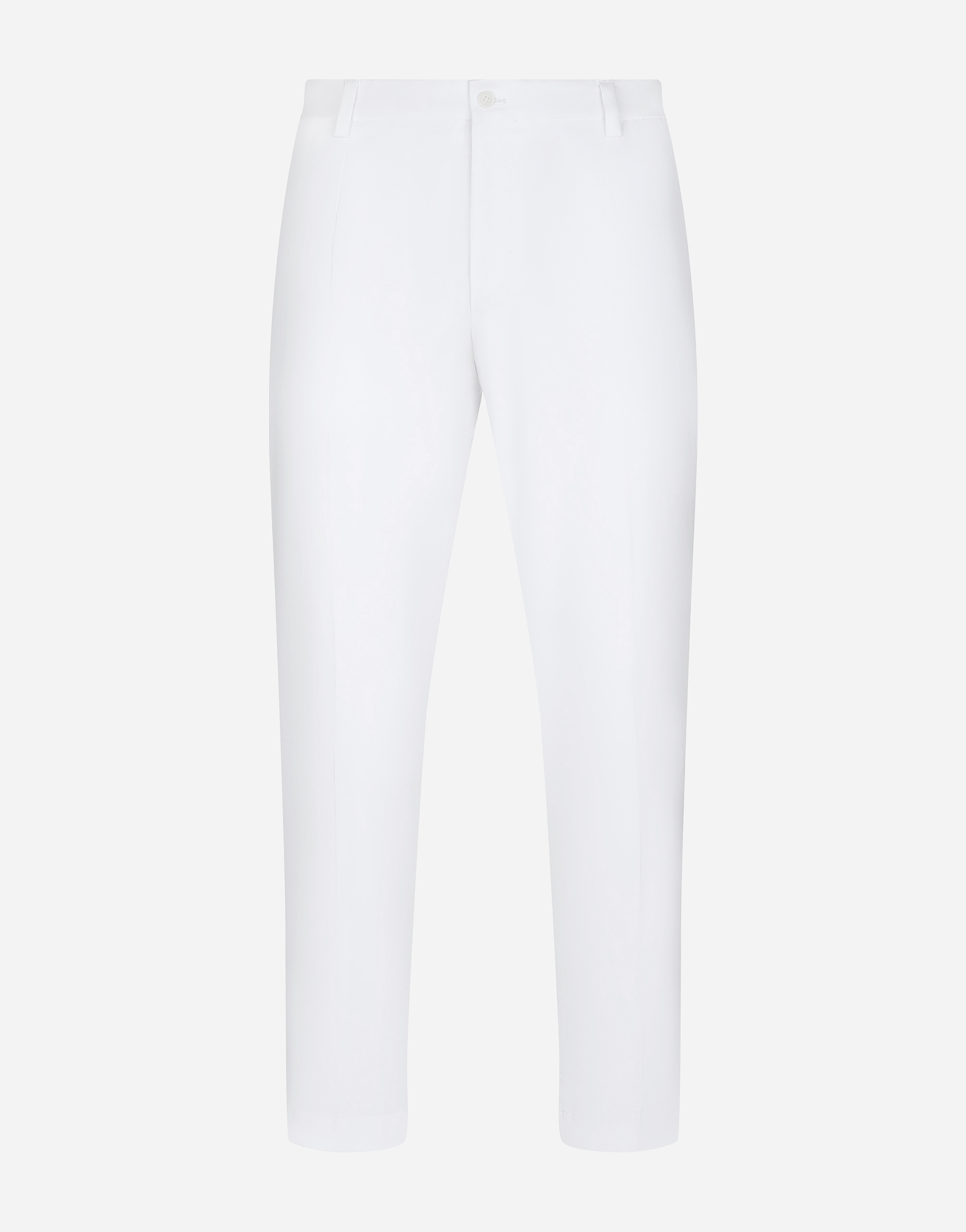 Stretch cotton pants with DG embroidery in White