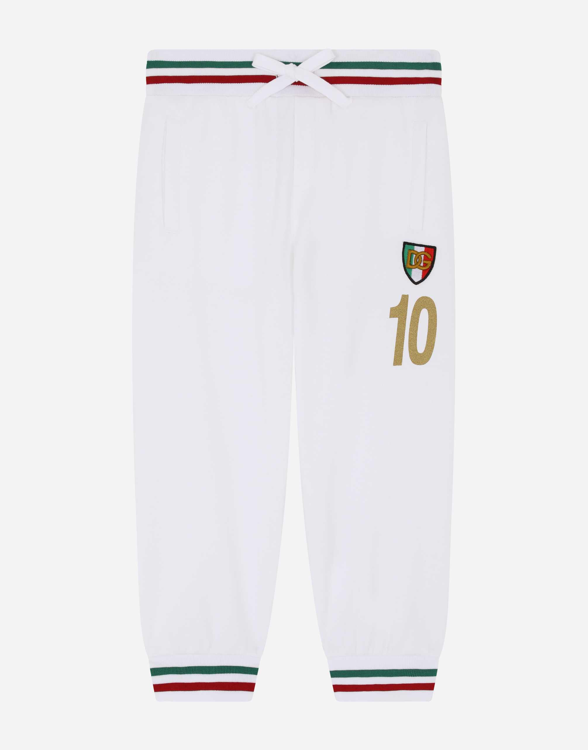 Jersey jogging pants with Italy DG logo in White