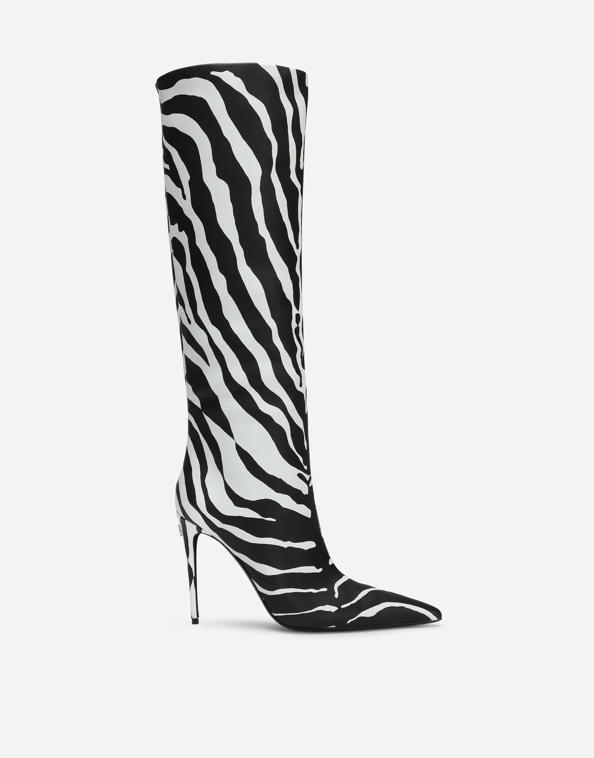 Zebra-print nappa leather boots in Multicolor