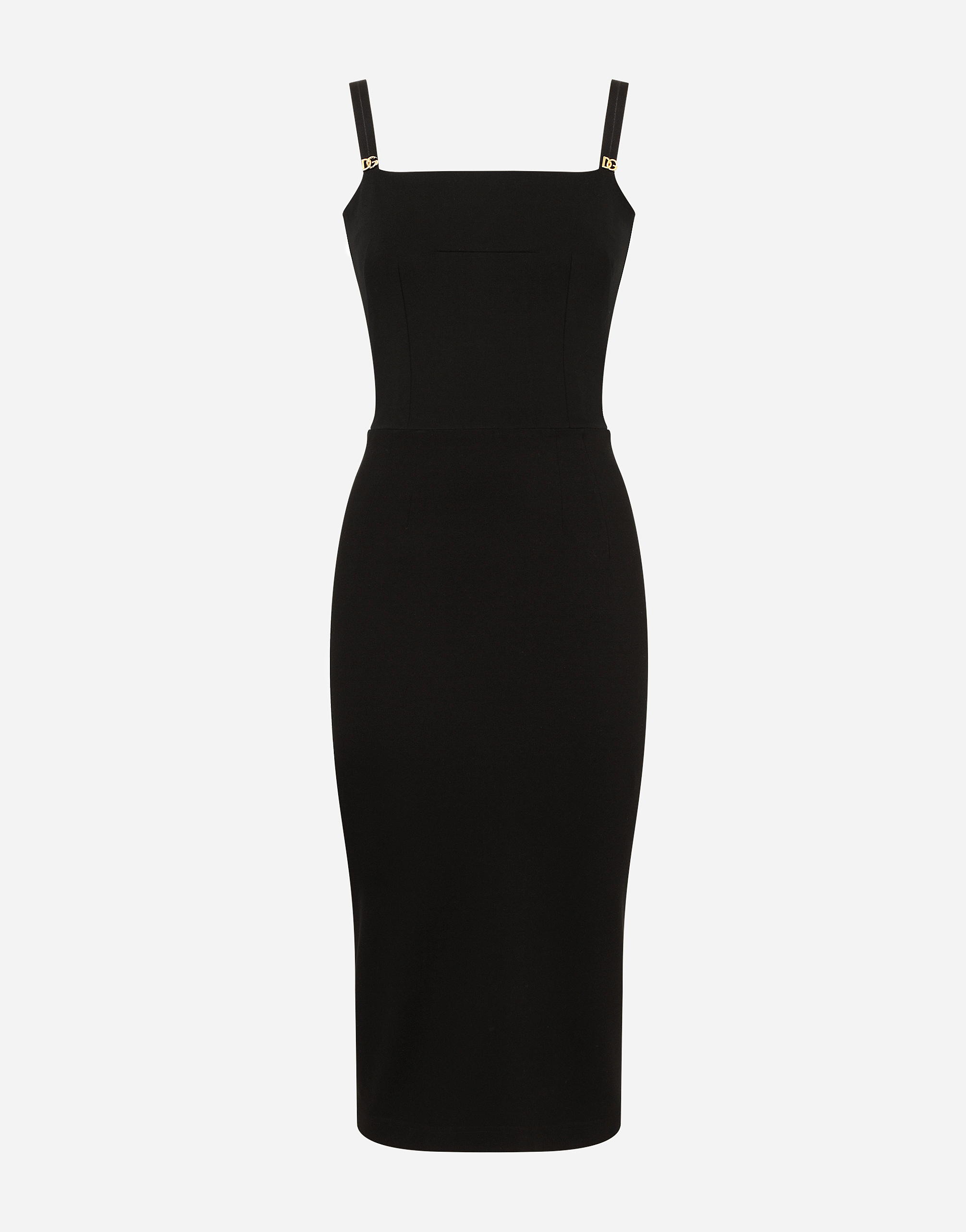 Jersey calf-length dress with DG embellishment in Black
