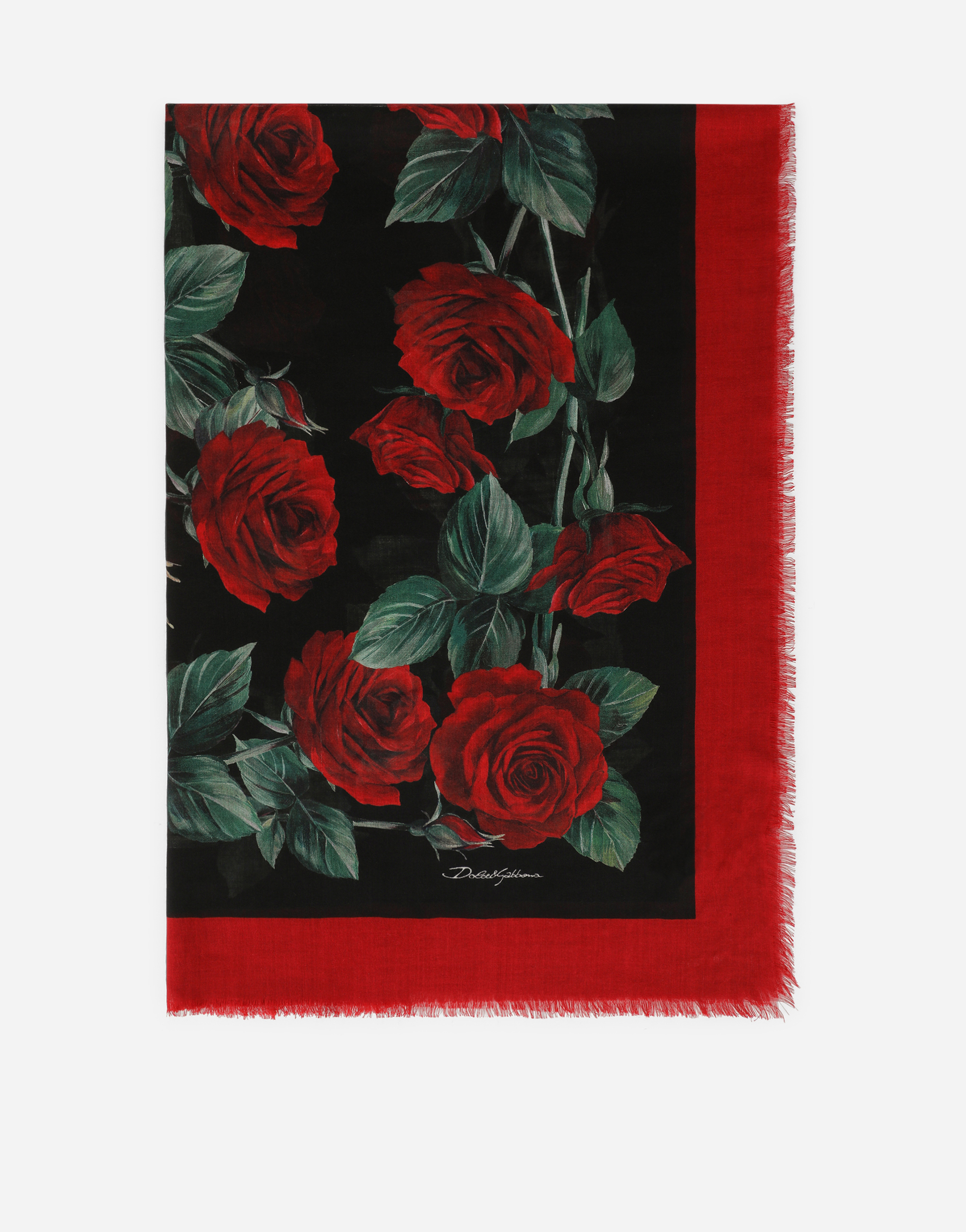 Rose-print silk and cashmere scarf (140 x 140) in Multicolor