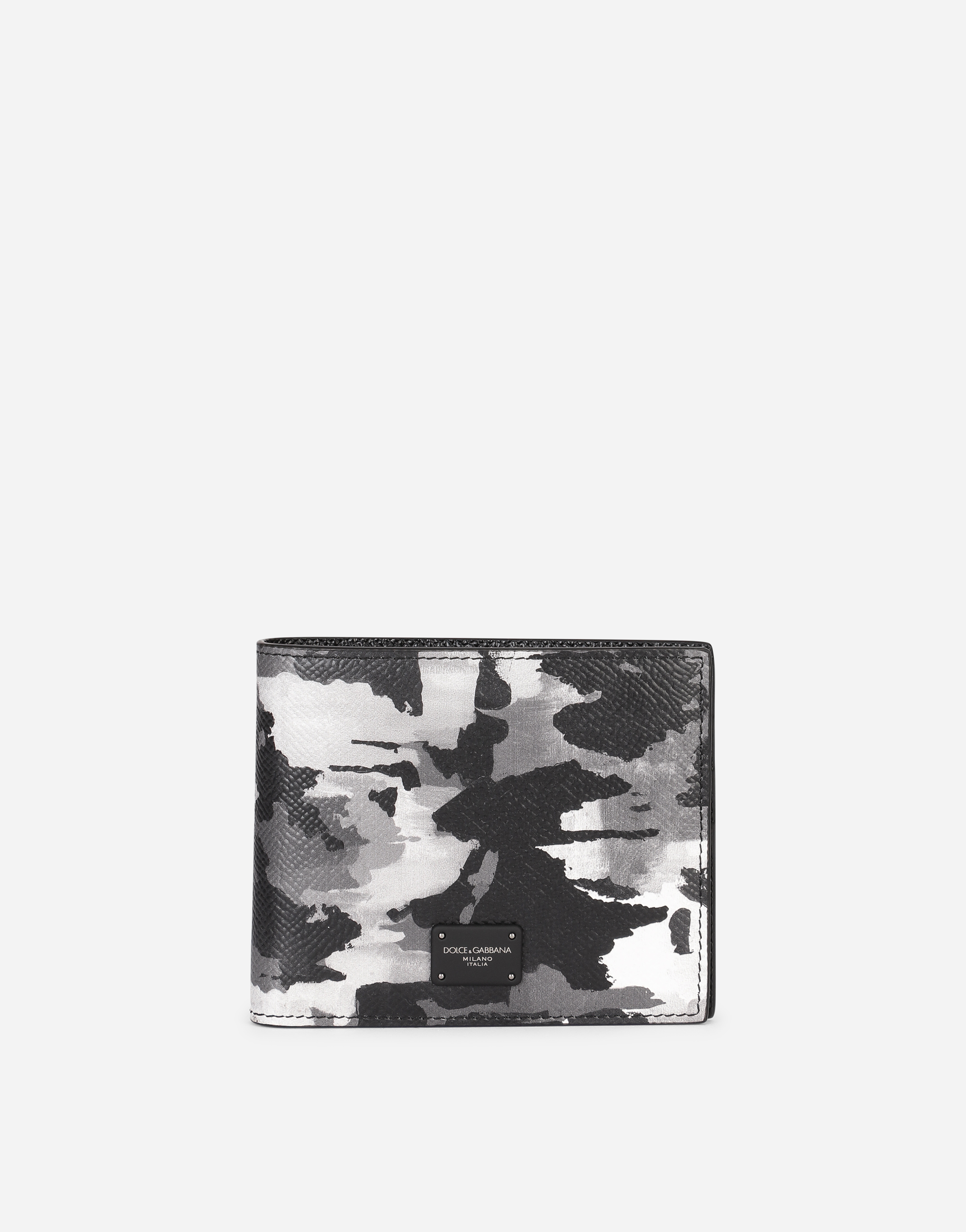 Dauphine calfskin bifold wallet with camouflage print in Multicolor
