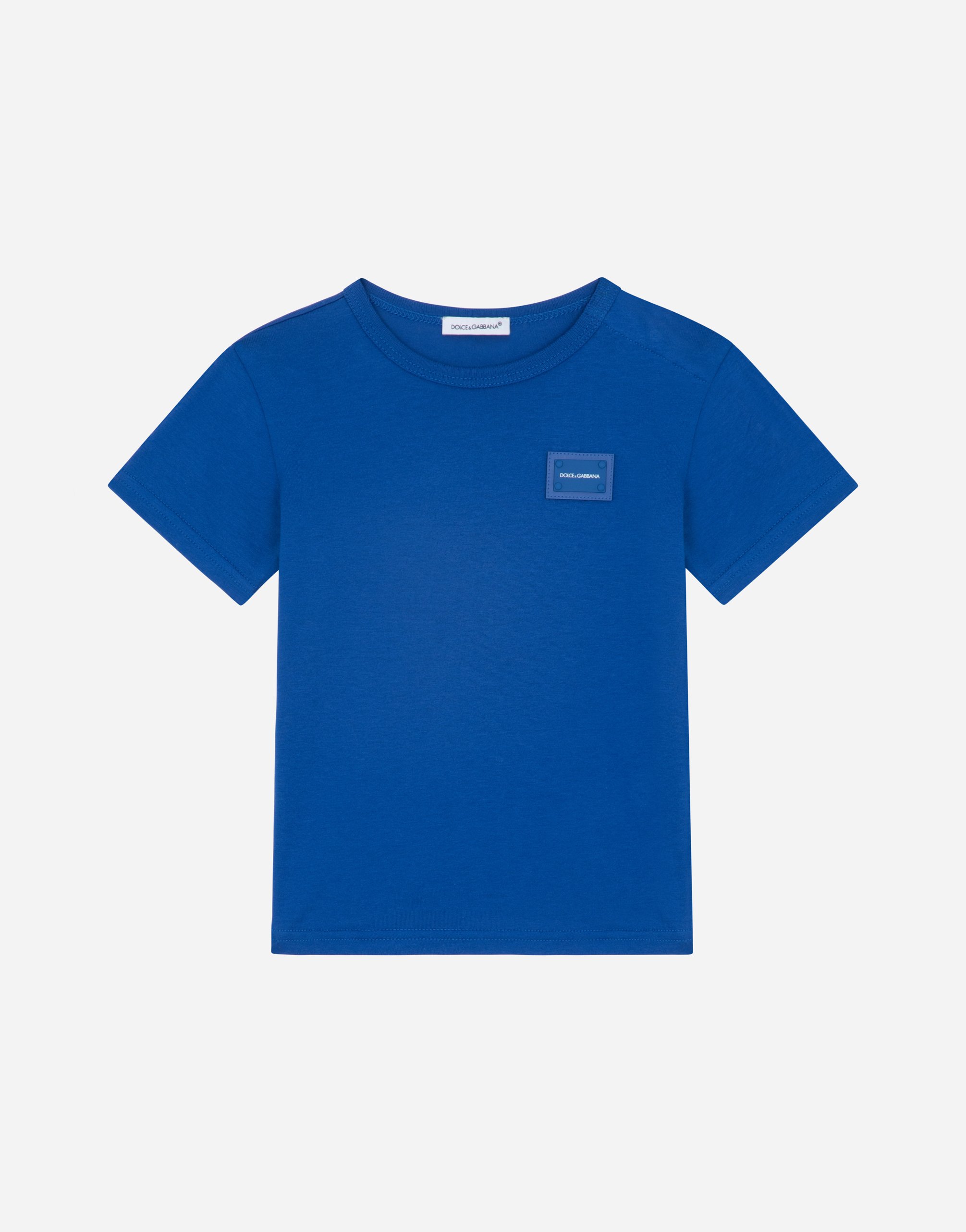 Jersey t-shirt with logo tag in Blue