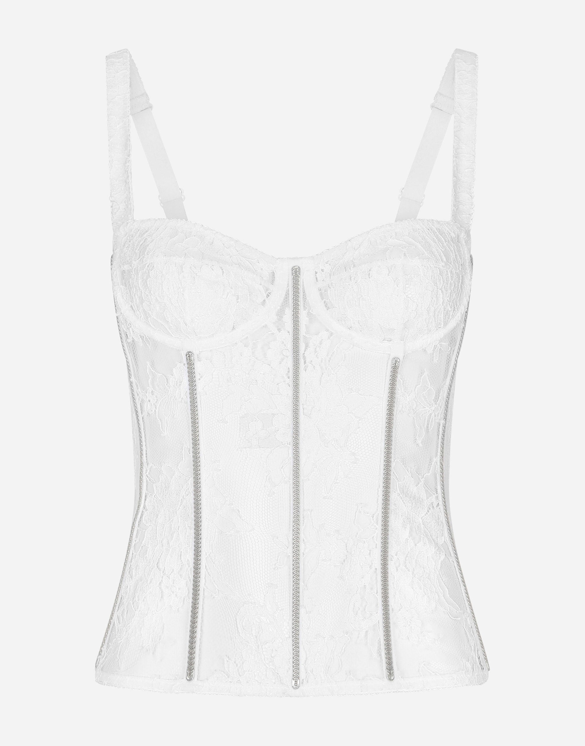 Lace lingerie bustier with straps in White