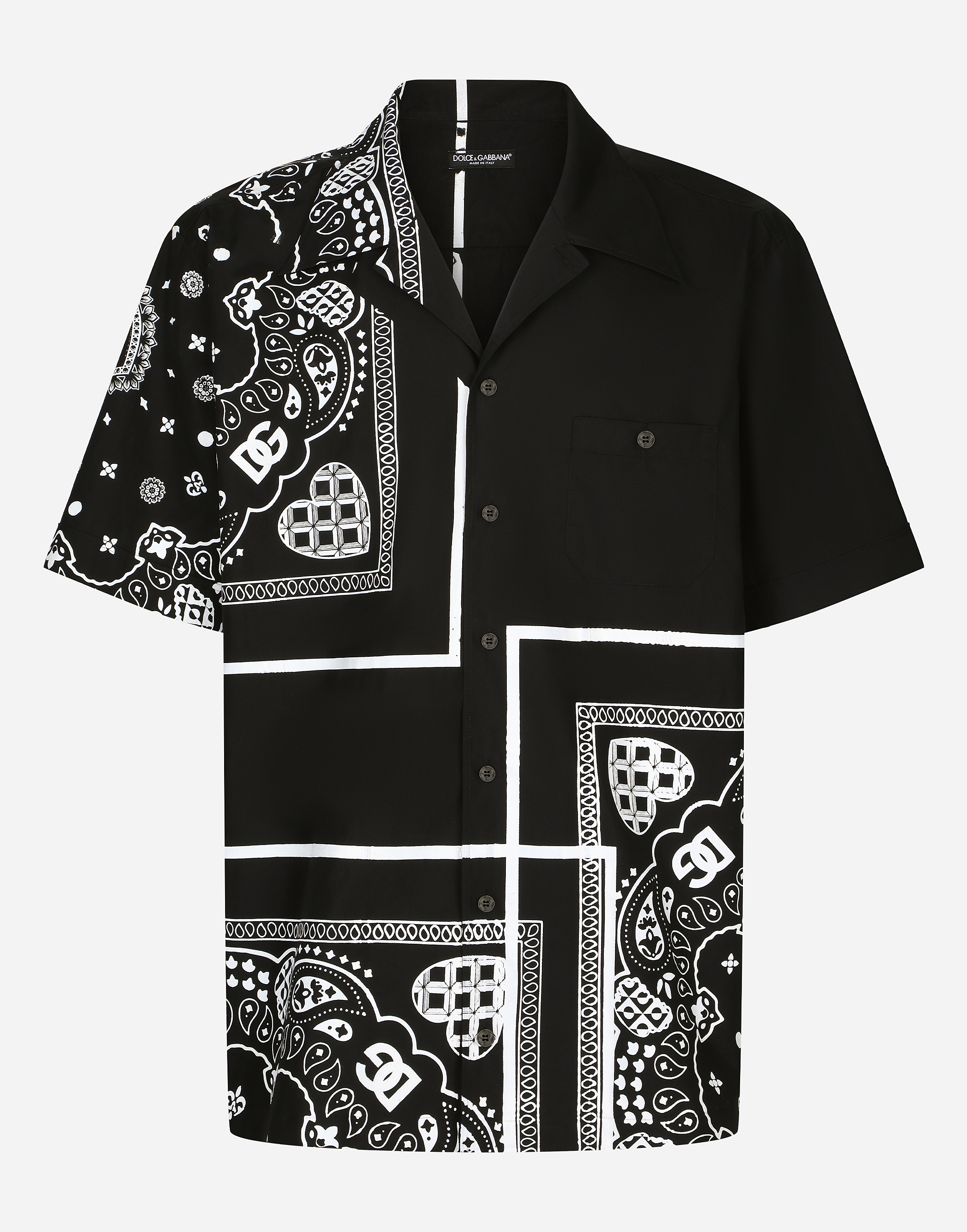 Bandanna-print cotton Hawaiian shirt in Black