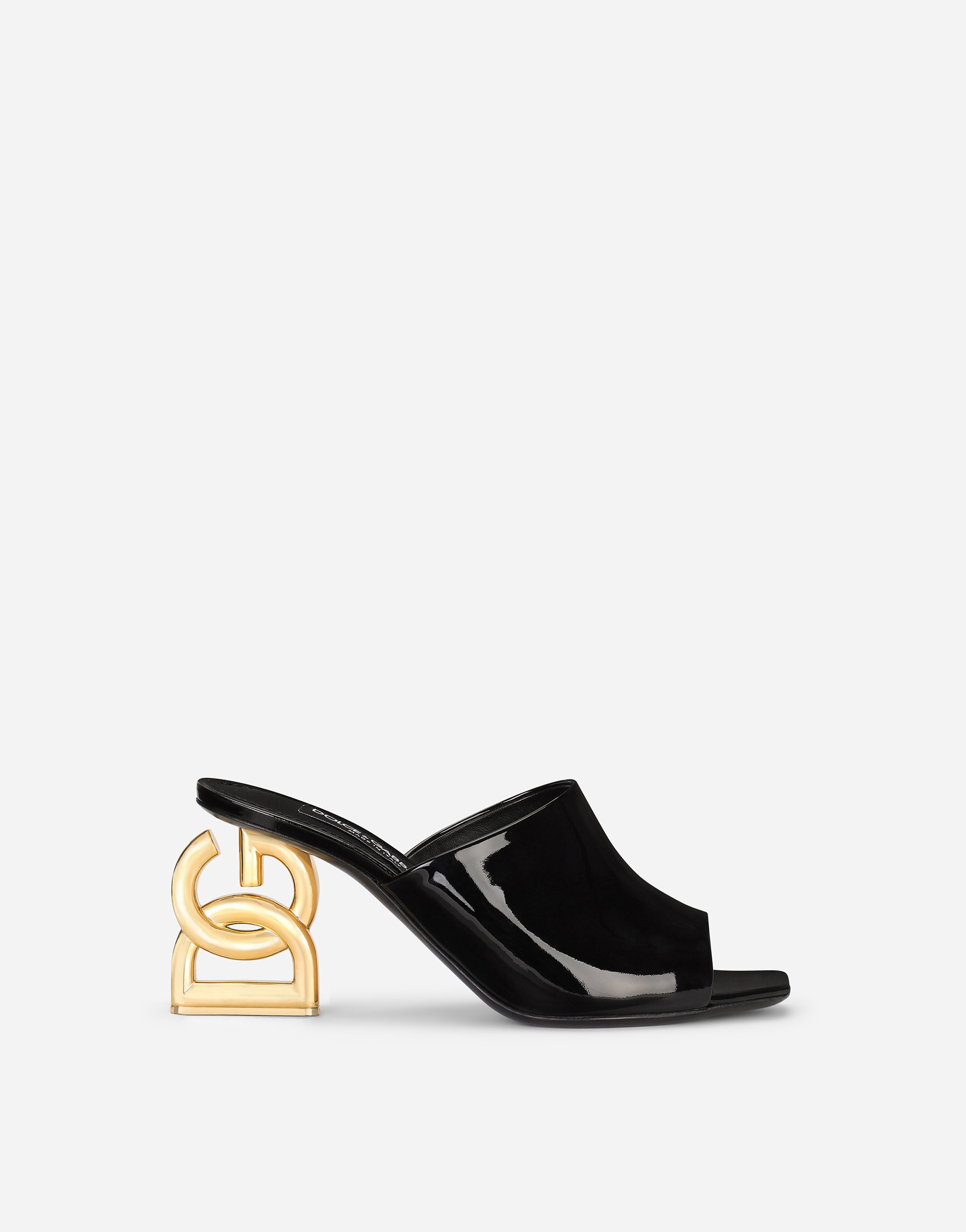 Patent leather mules with 3.5 heel in Black