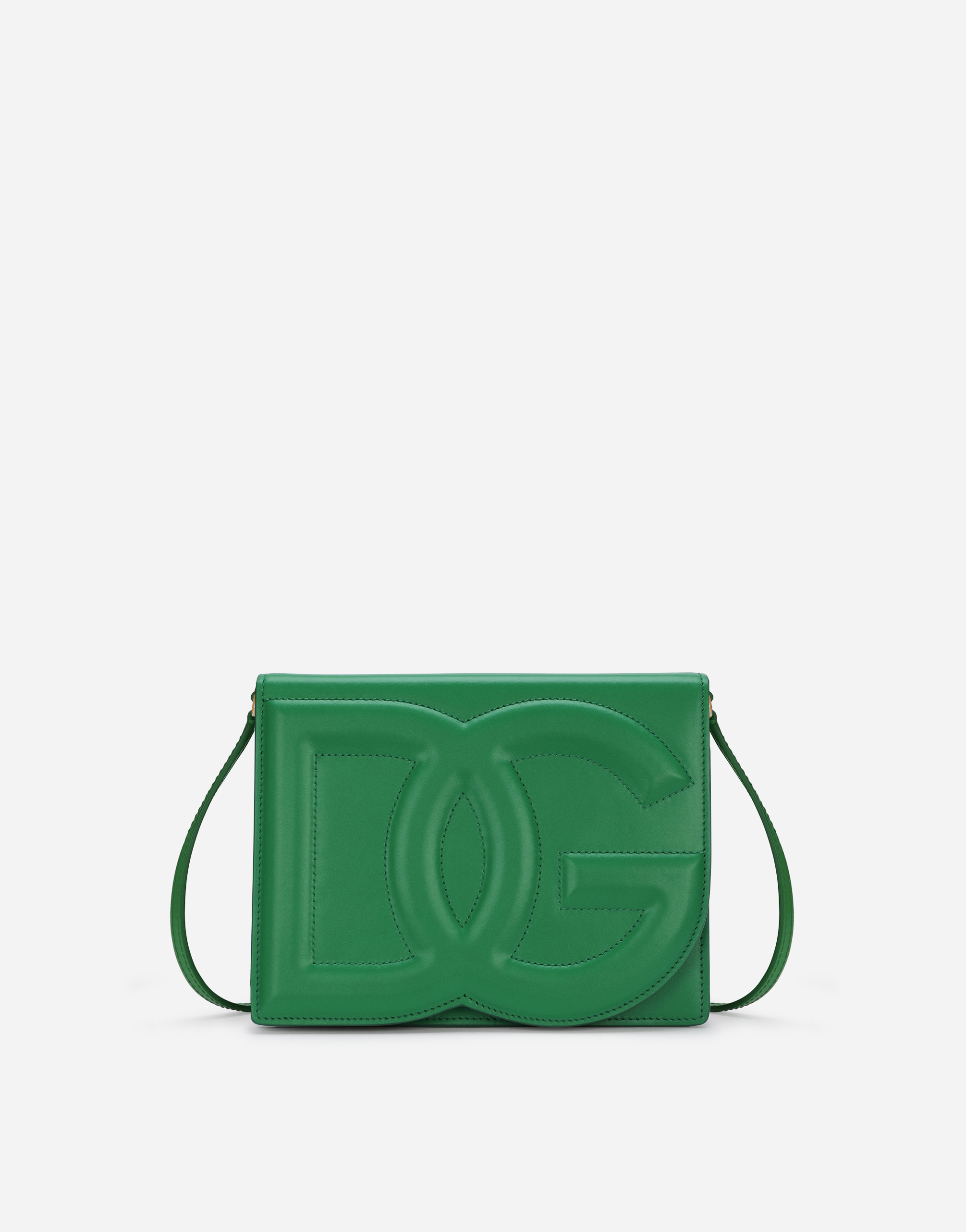 Calfskin DG logo crossbody bag in Green