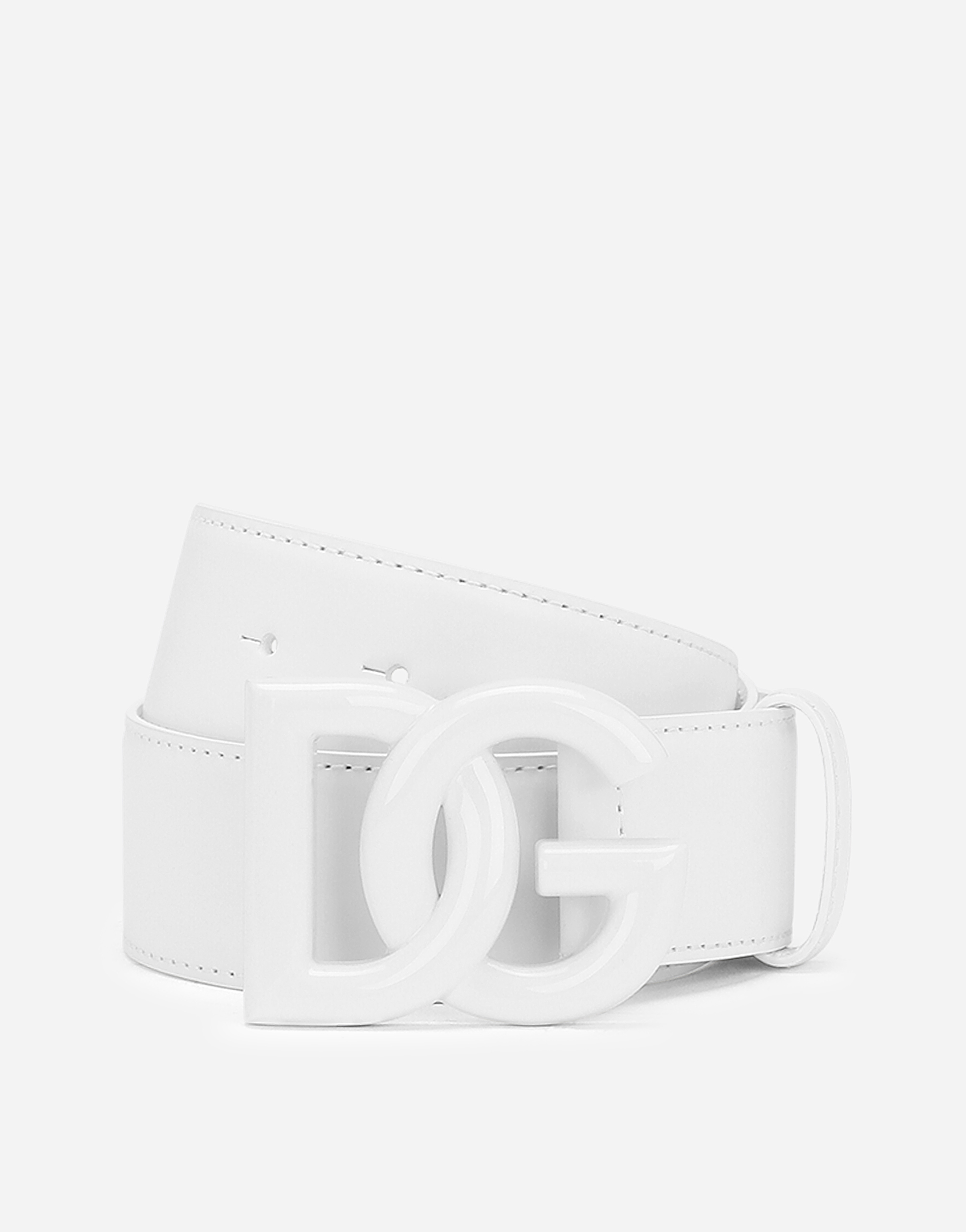 Leather DG logo belt in White