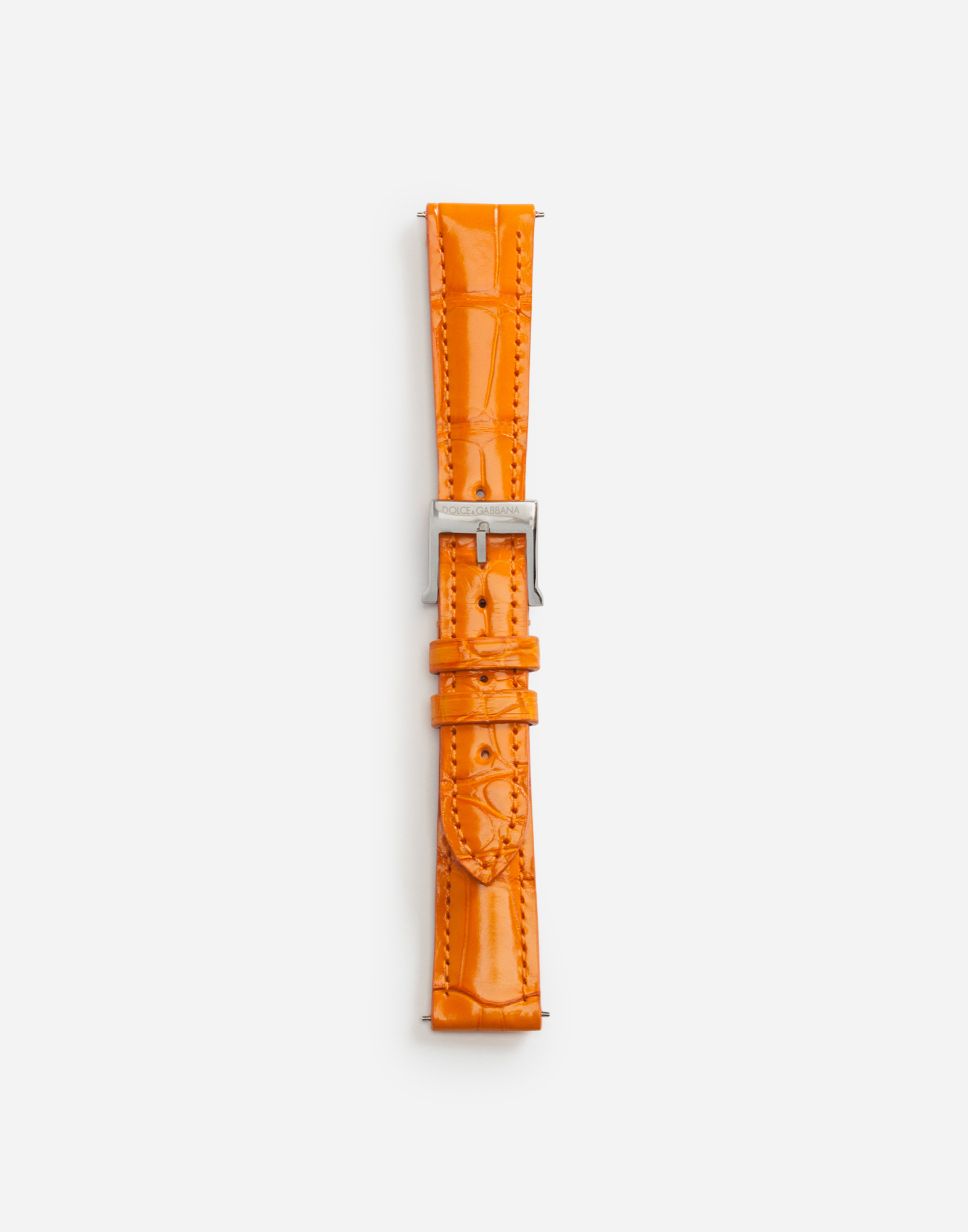 Alligator strap with buckle and hook in steel in Orange