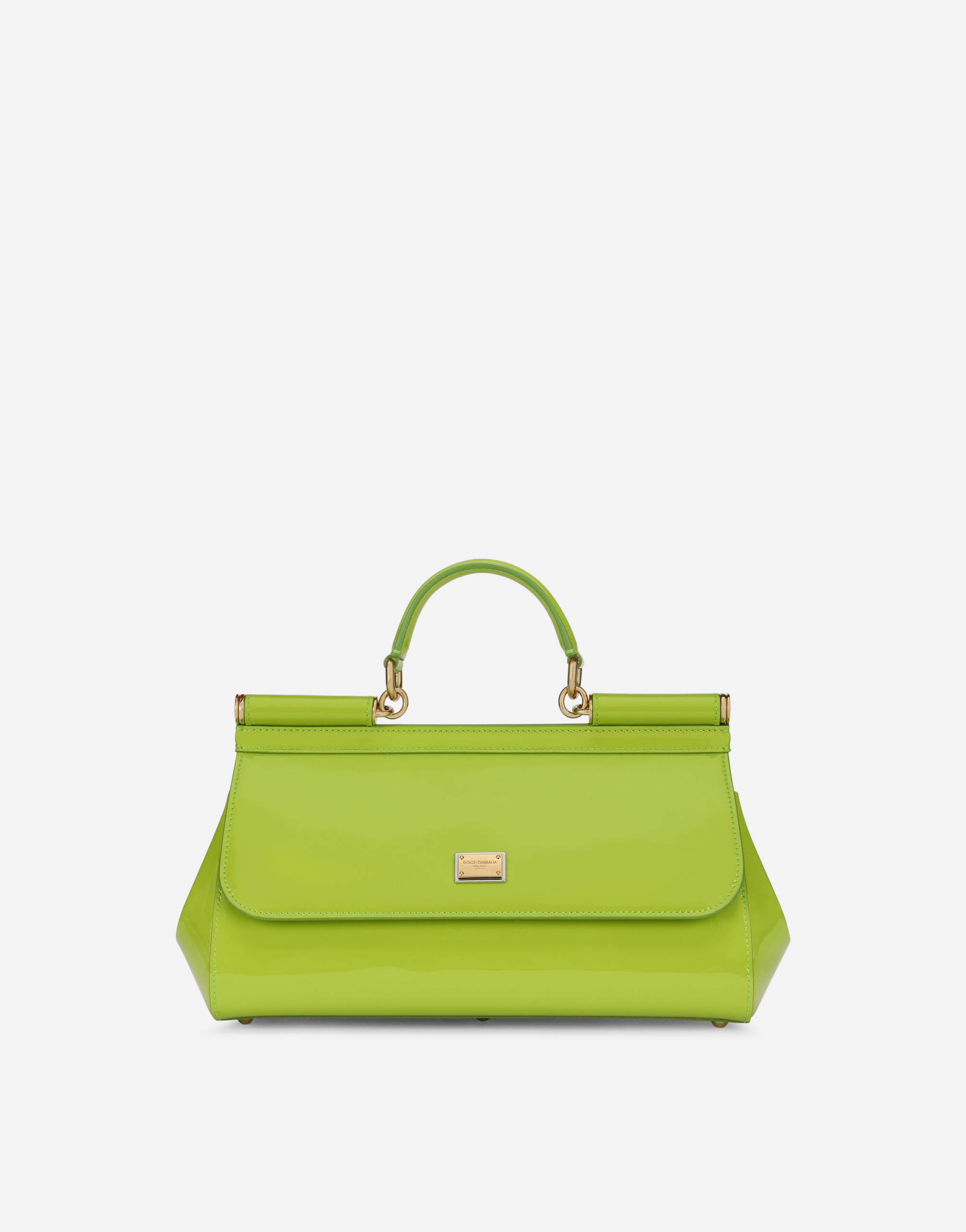 Medium patent leather Sicily bag in Green