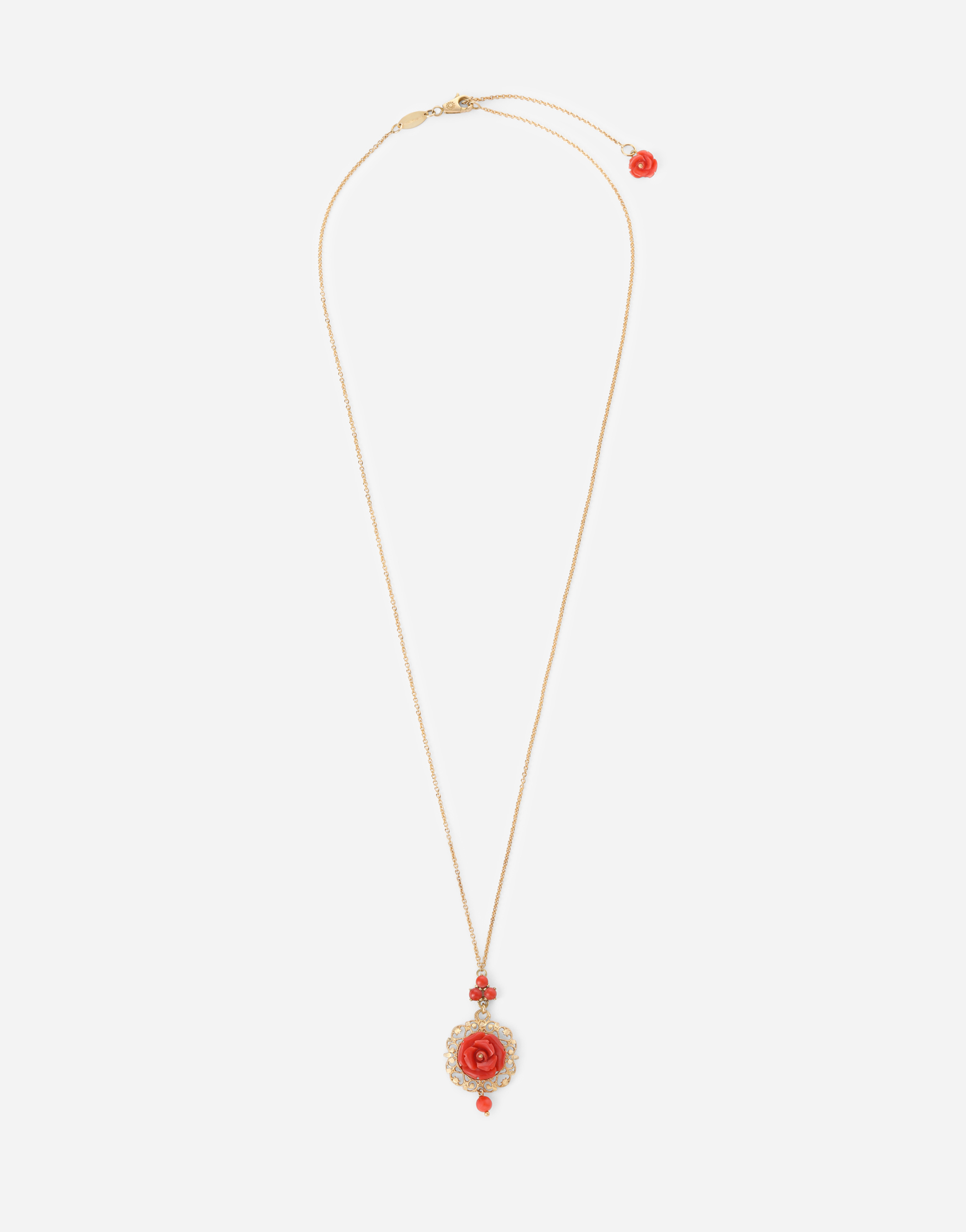 Coral pendant in yellow 18kt gold and coral rose in Gold