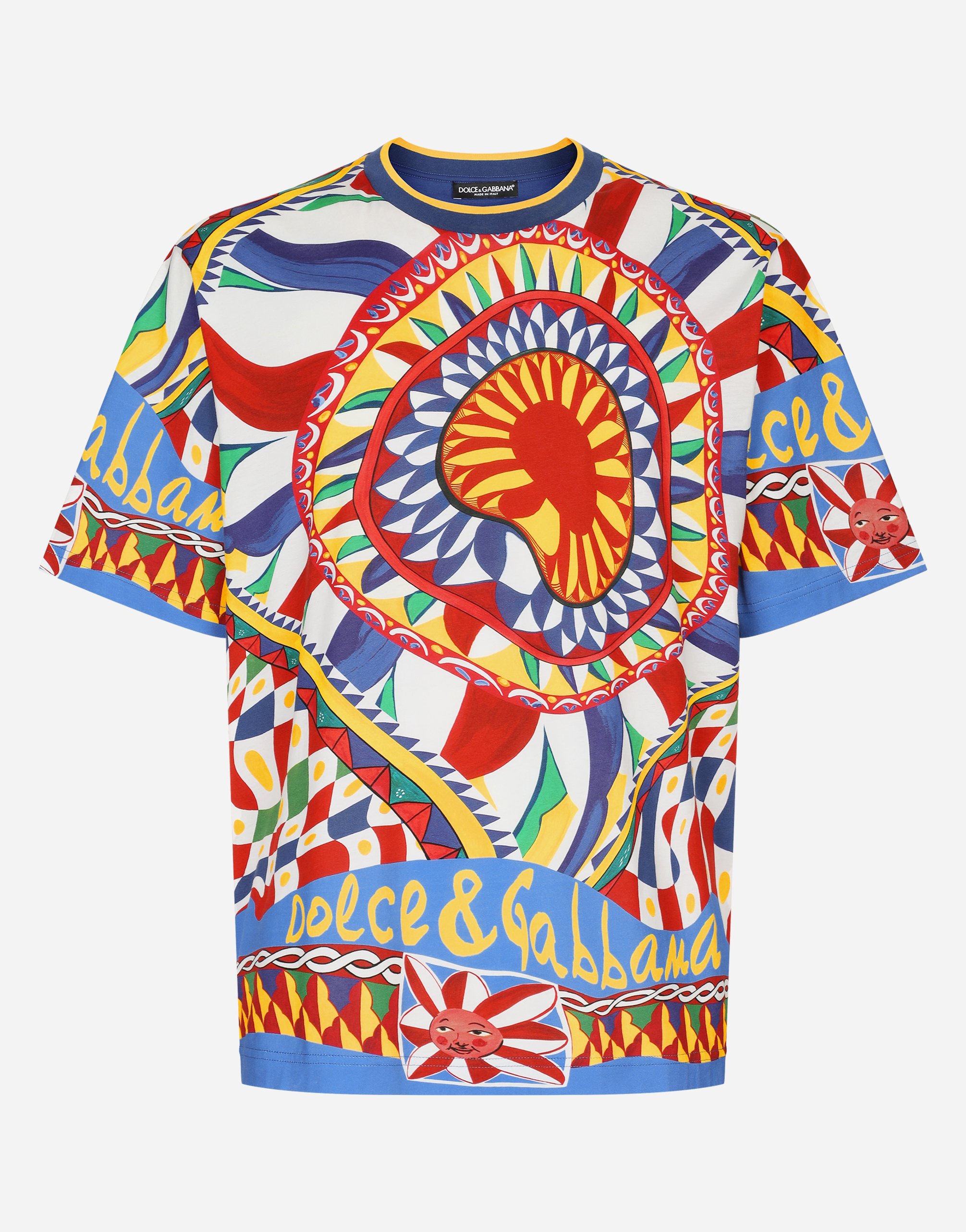 Cotton T-shirt with carretto print in Multicolor