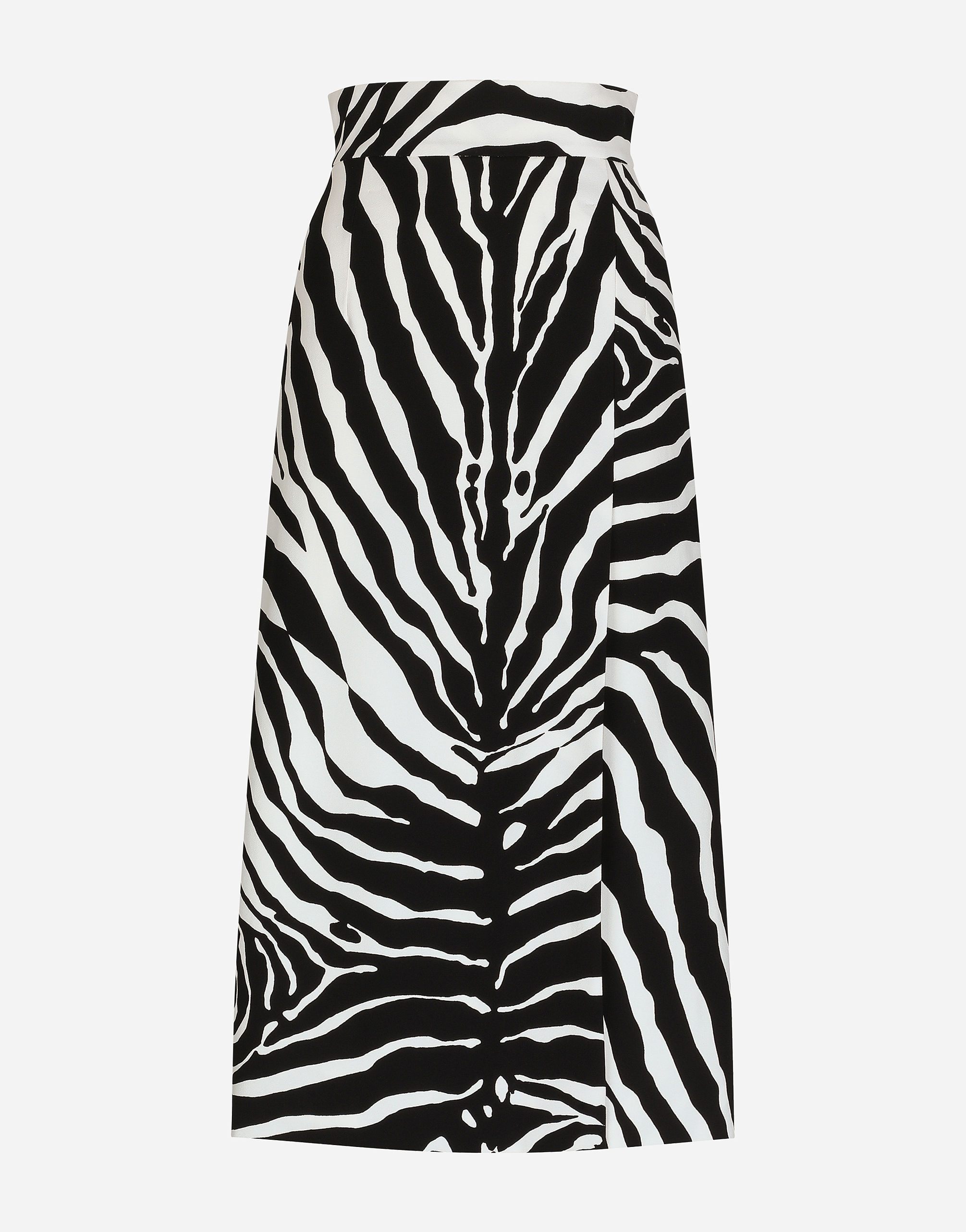 Zebra-print cady calf-length skirt in Animal Print