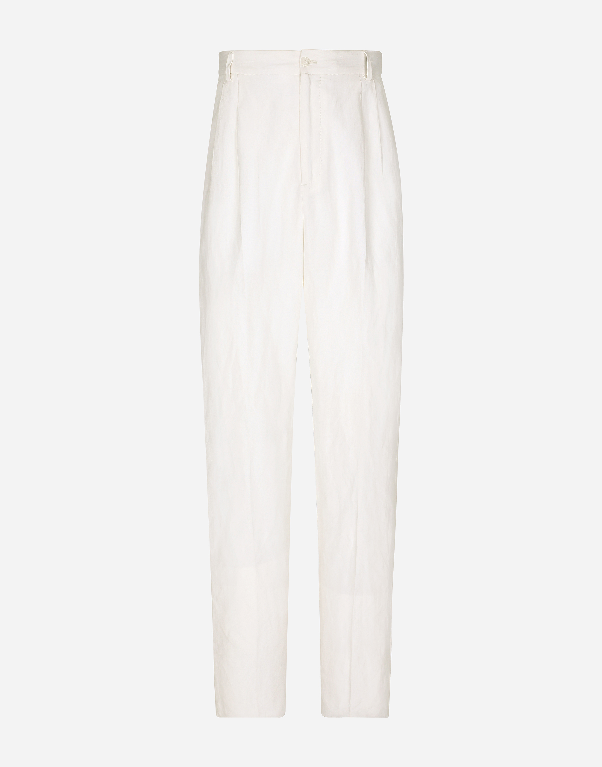 Tailored linen and silk pants in White