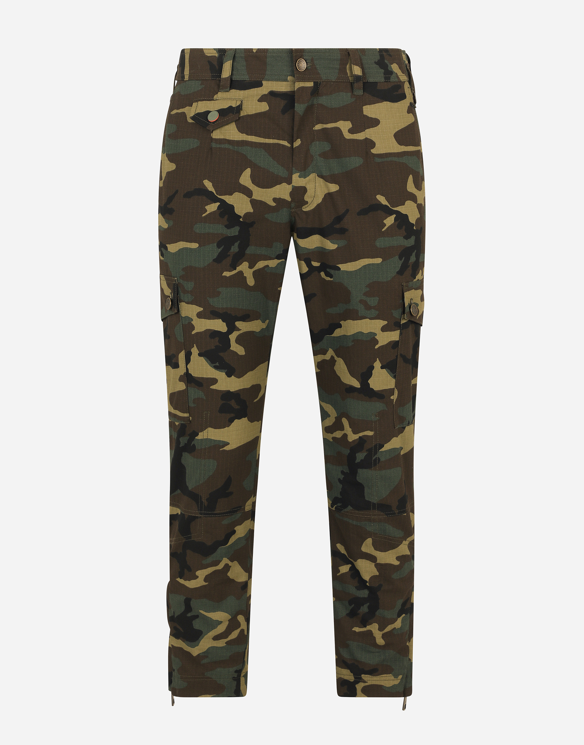 Cotton cargo pants with camouflage print in Multicolor