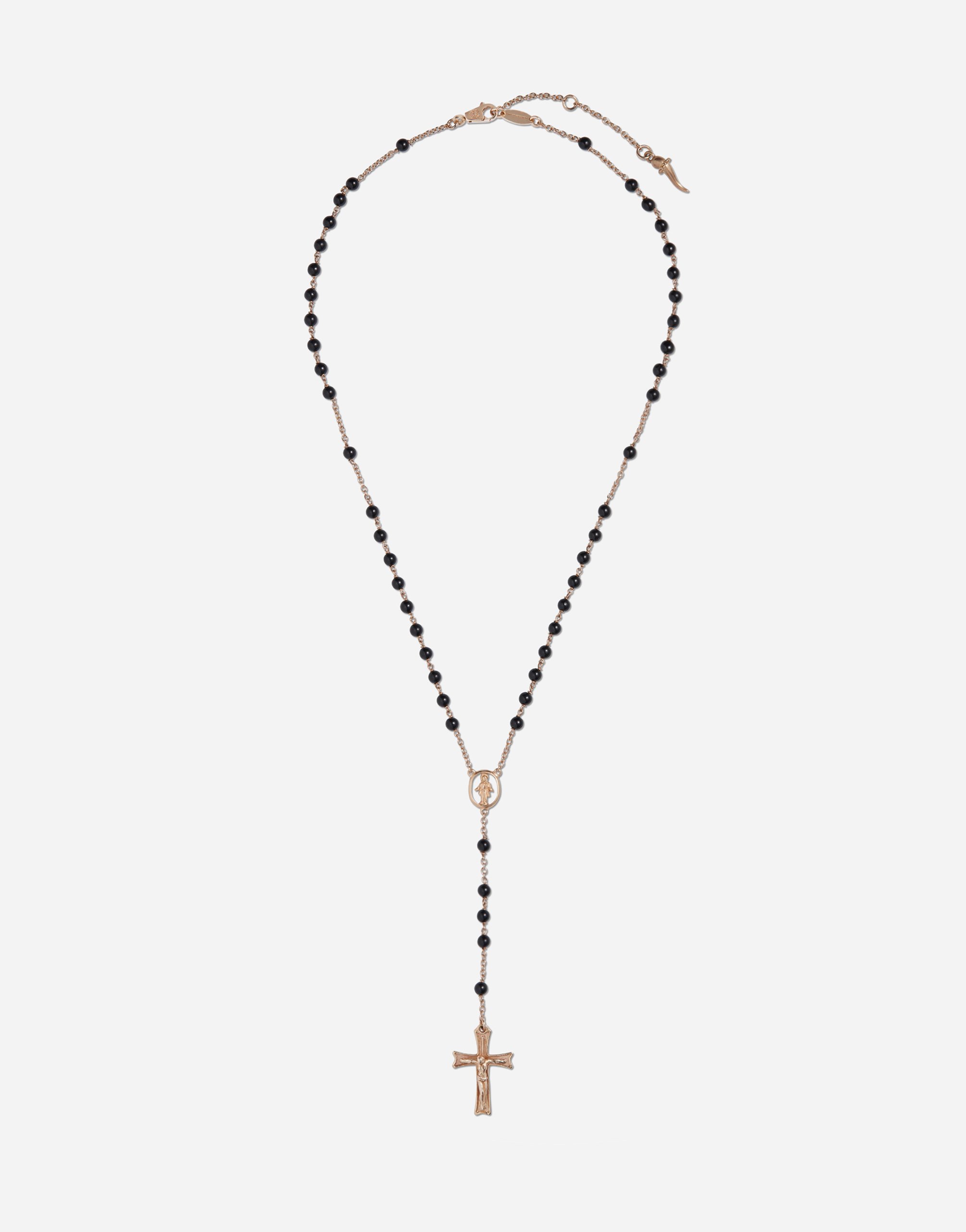 Tradition rosary necklace in yellow gold with black jades beads in Gold