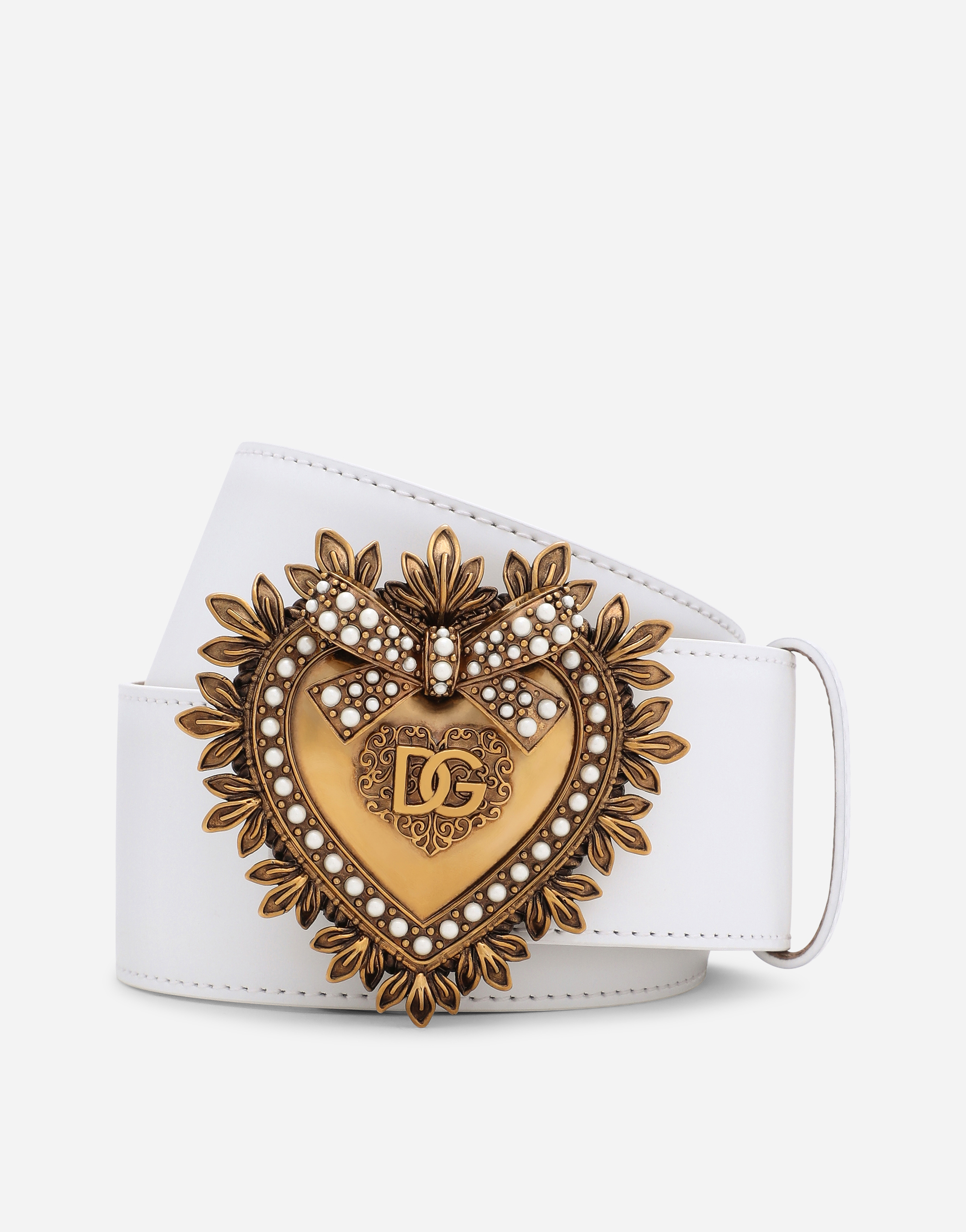 Leather Devotion belt in White
