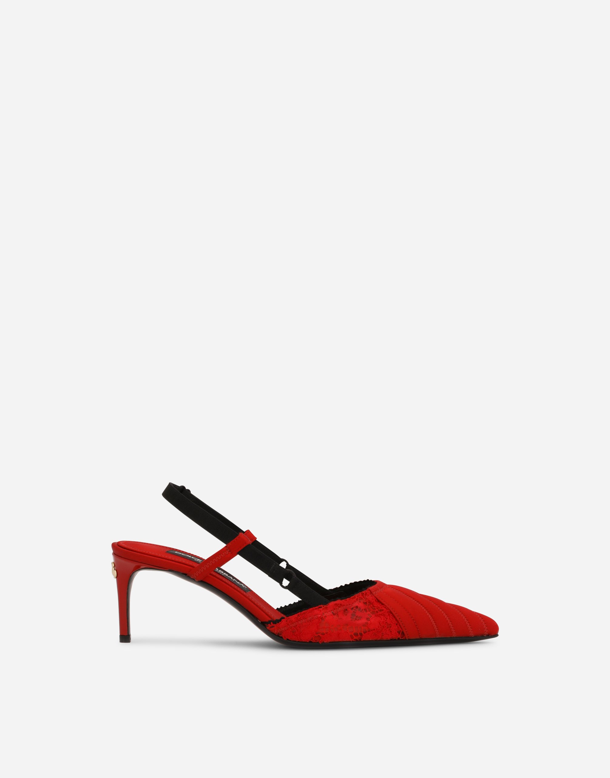 Corset-style satin slingbacks in Red