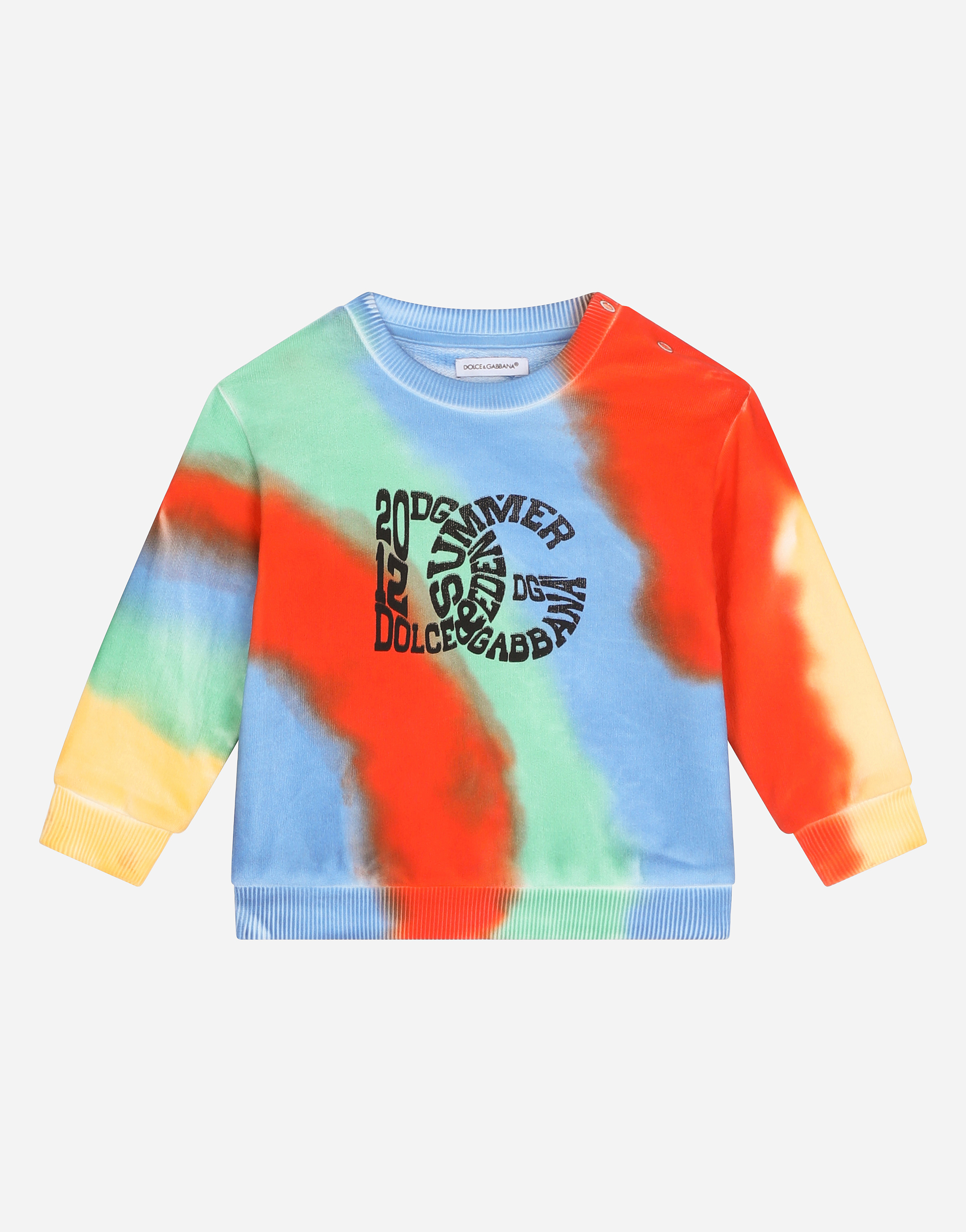 Jersey crew-neck sweatshirt with tie-dye print in Multicolor