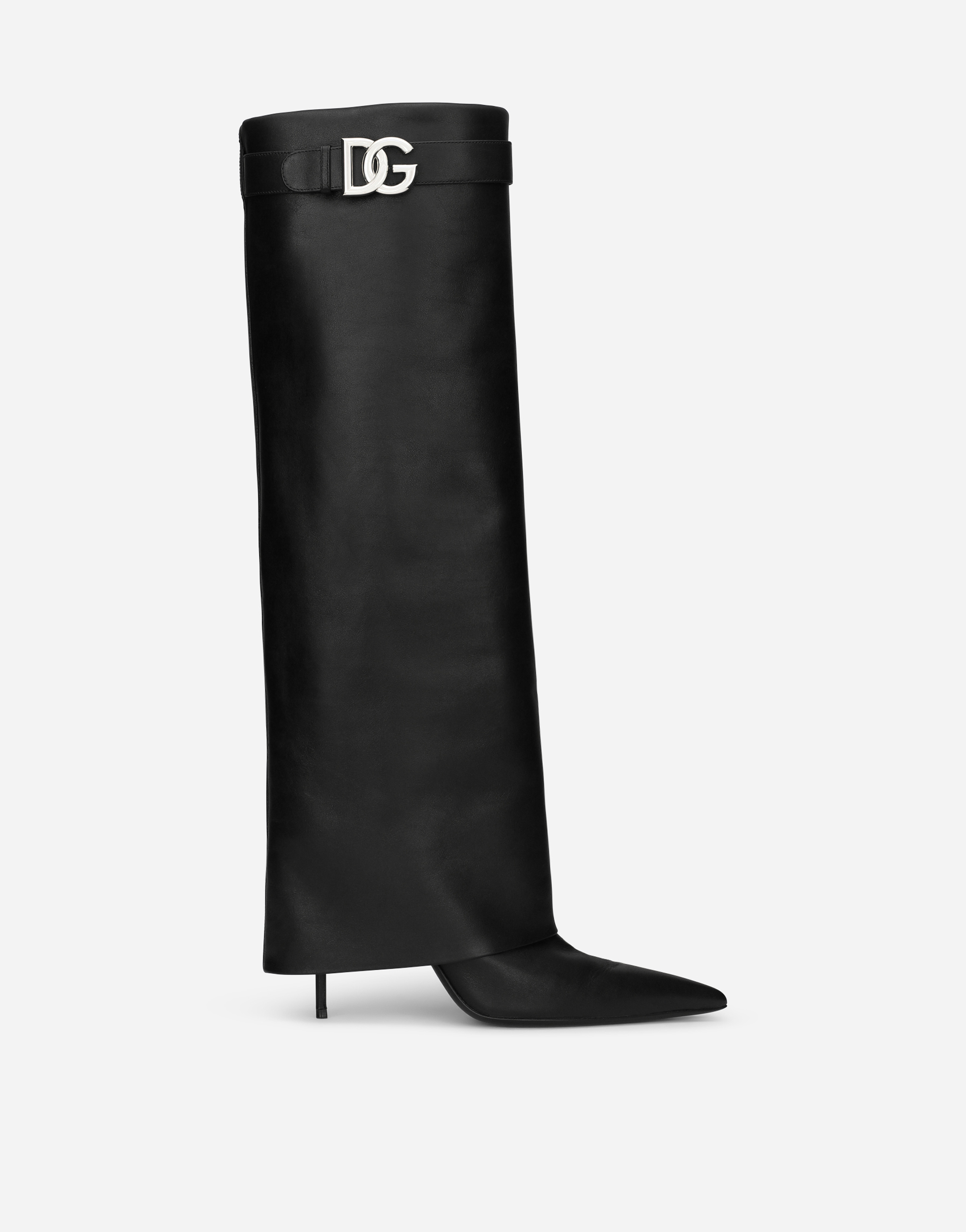 Nappa leather boots with DG logo in Black