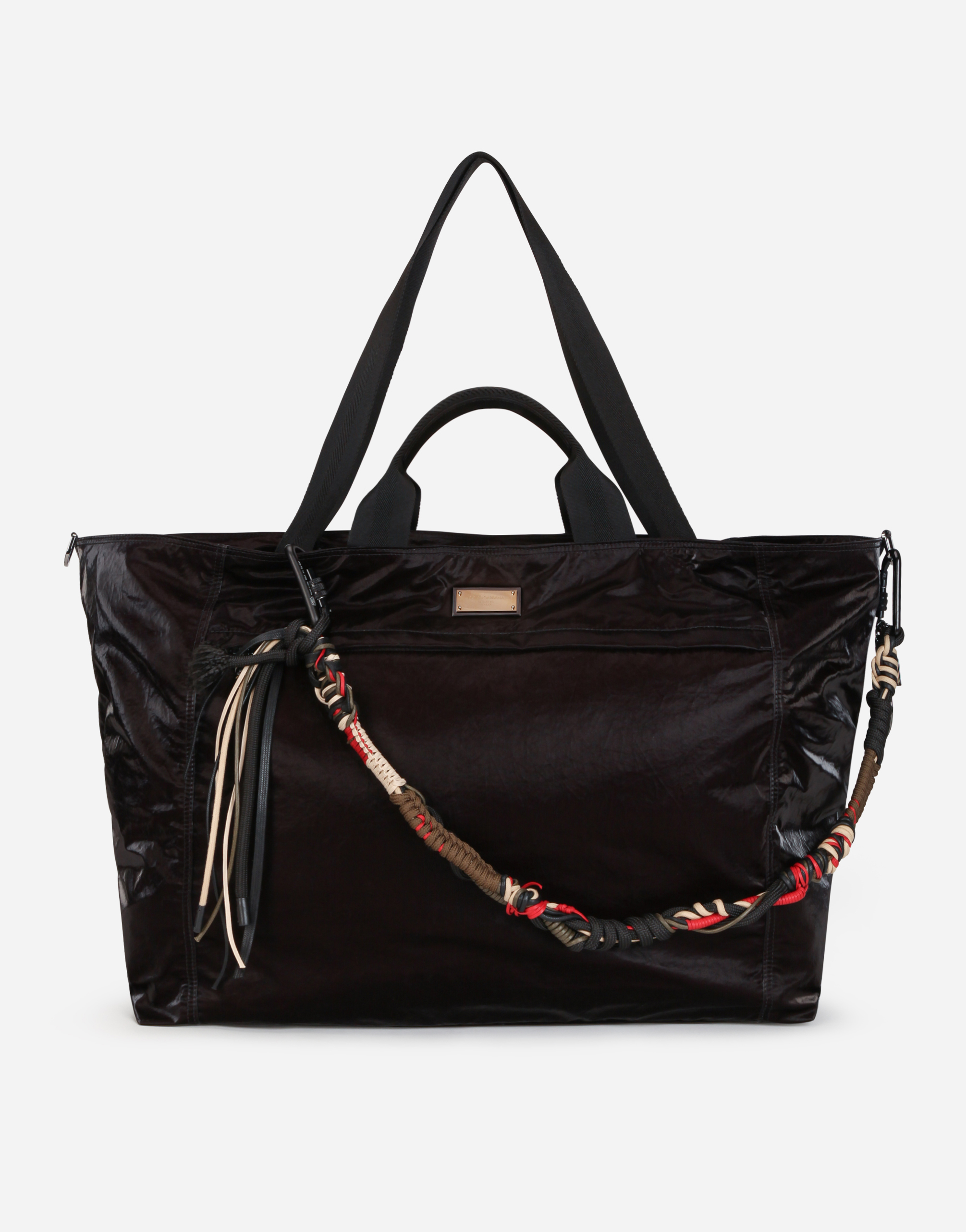 Nero Sicilia dna nylon travel bag with branded tag in Black