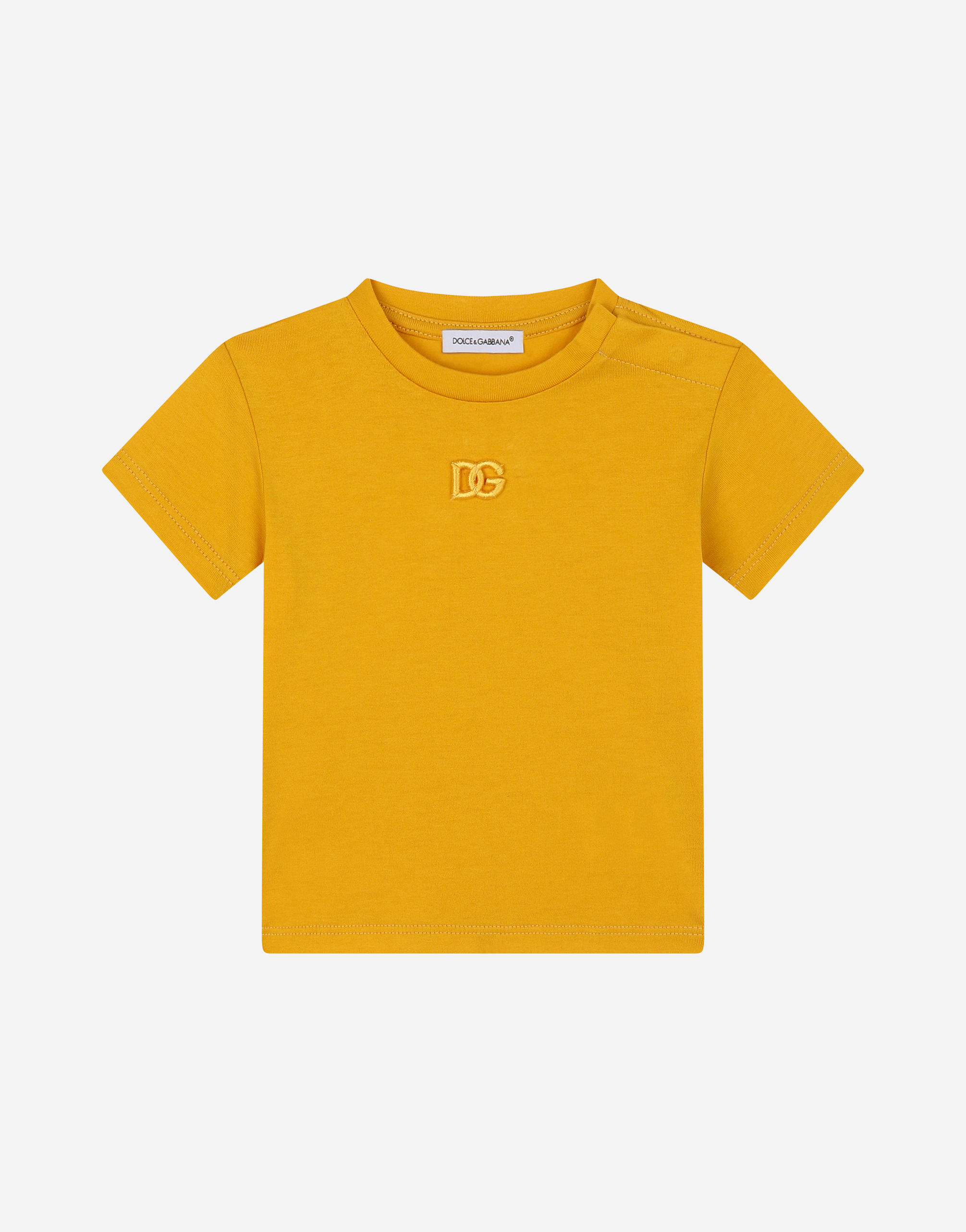 Jersey T-shirt with DG logo embroidery in Yellow