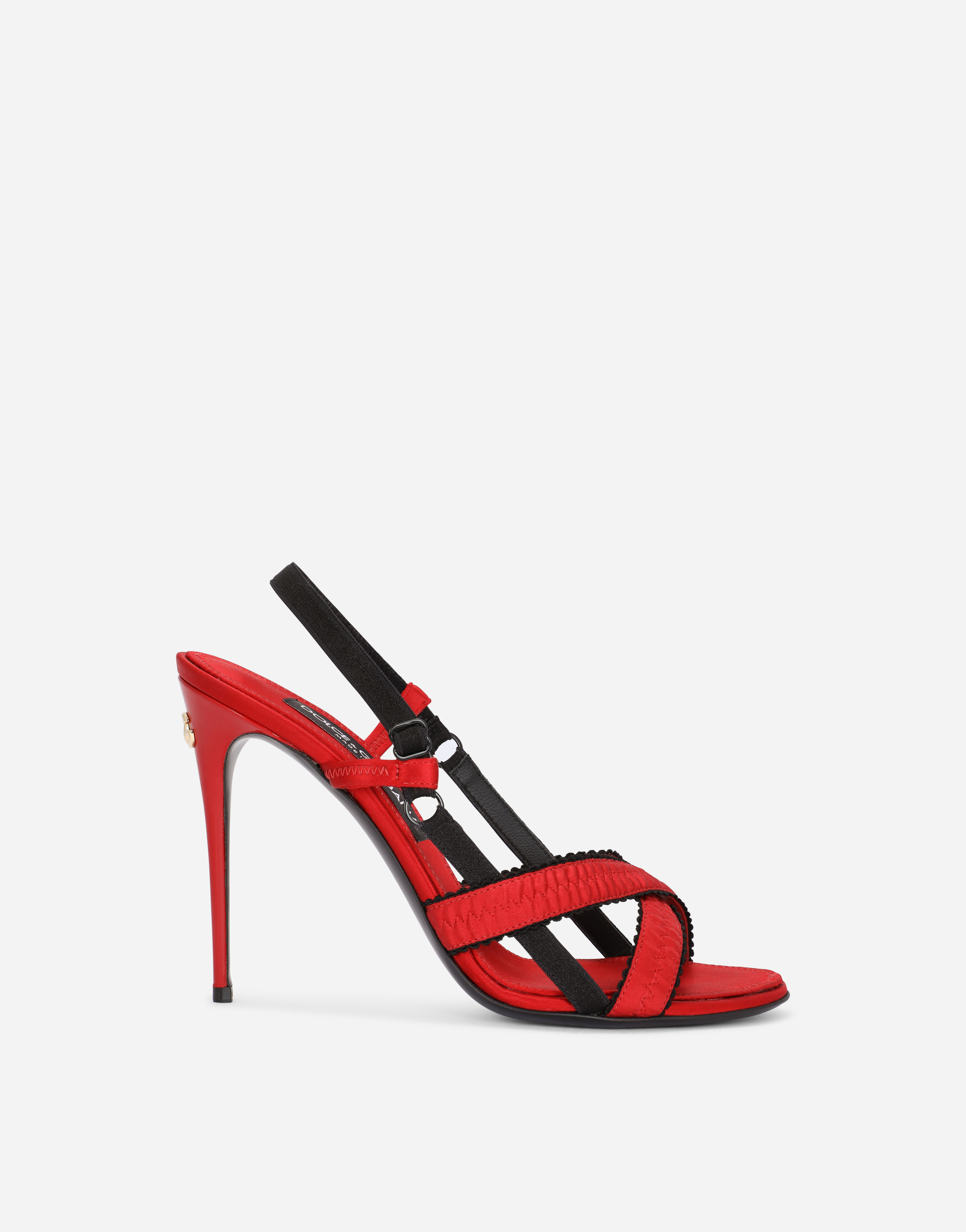 Corset-style satin sandals in Red