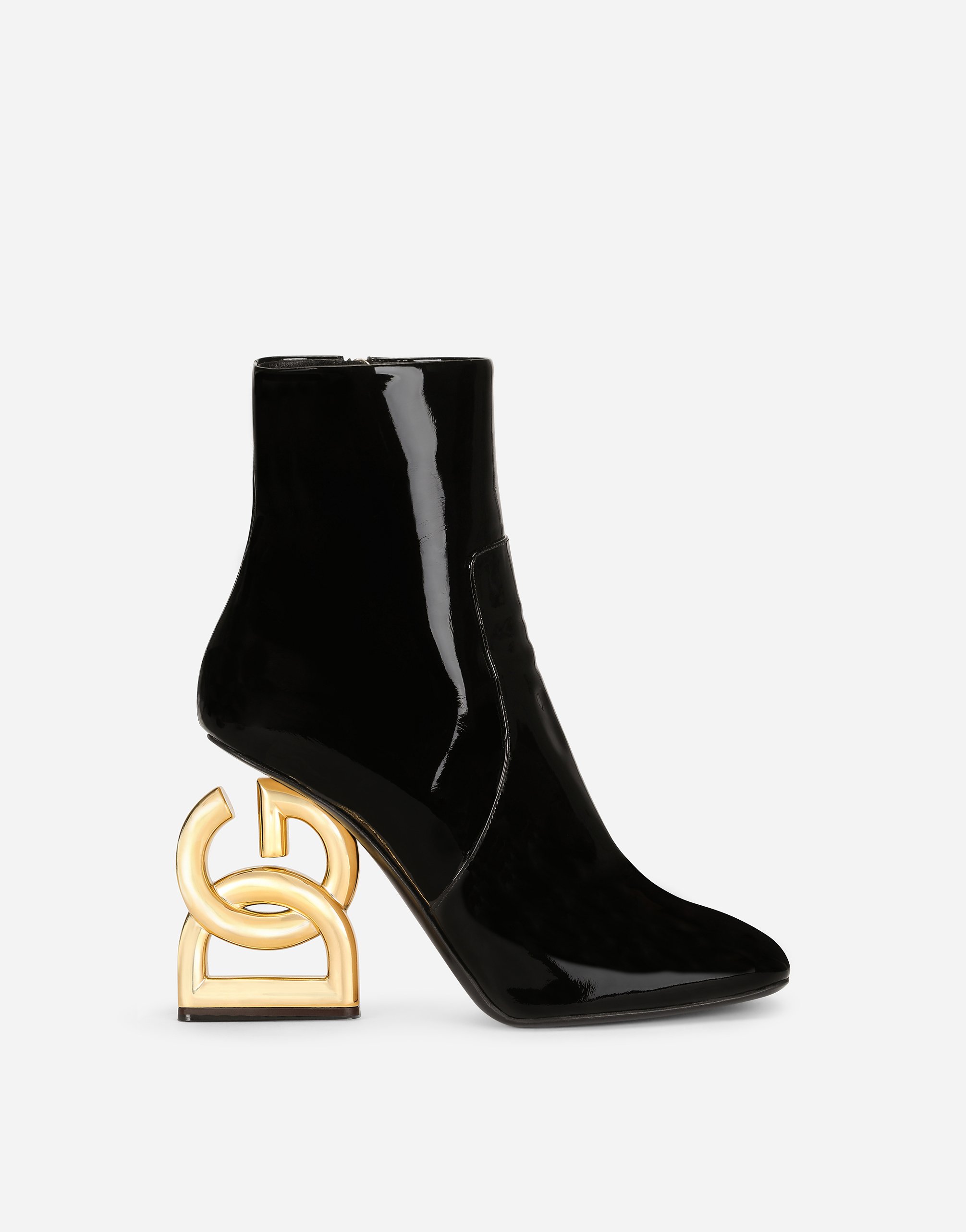 Patent leather ankle boots with DG Pop heel in Black