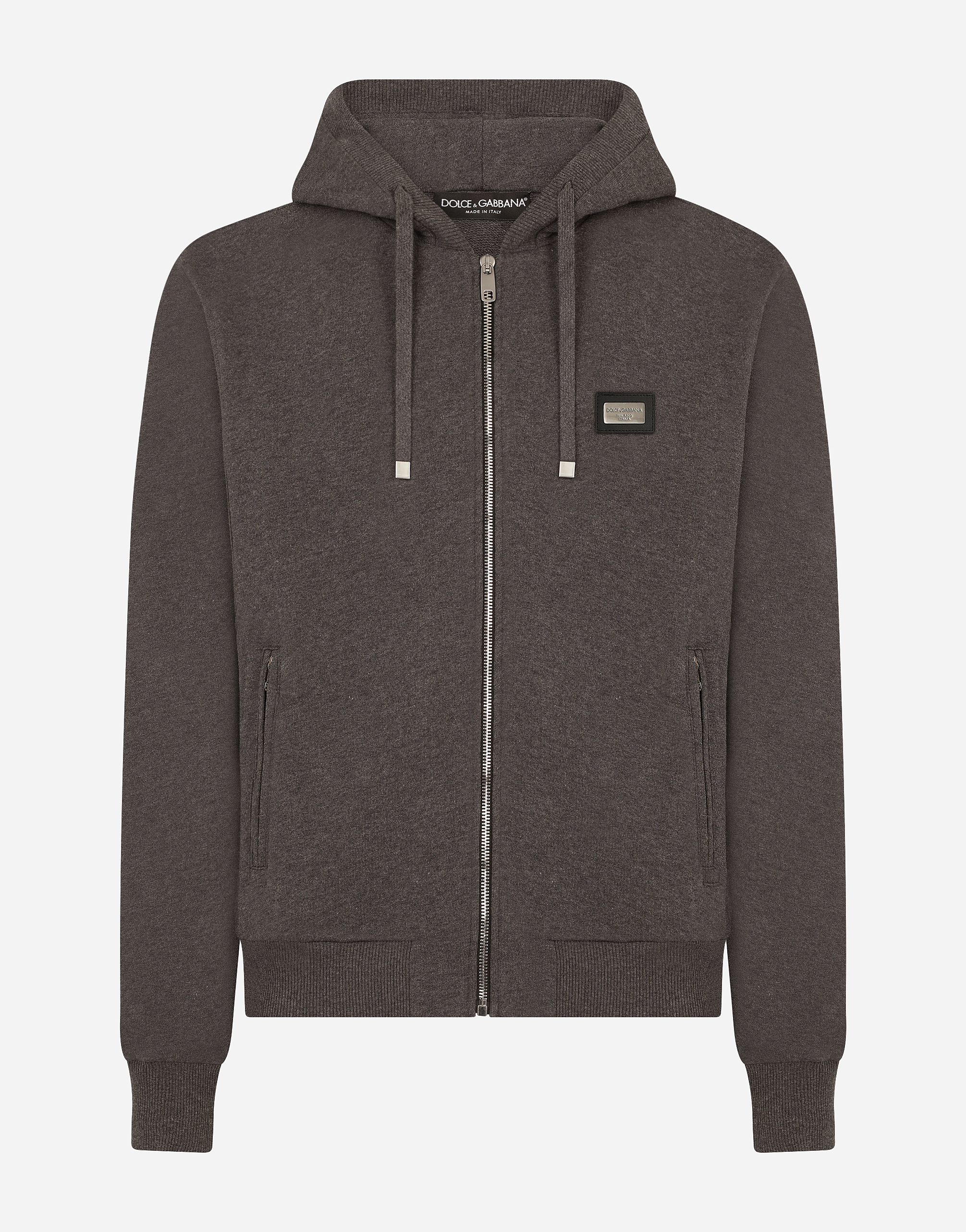 Cotton jersey hoodie in Grey