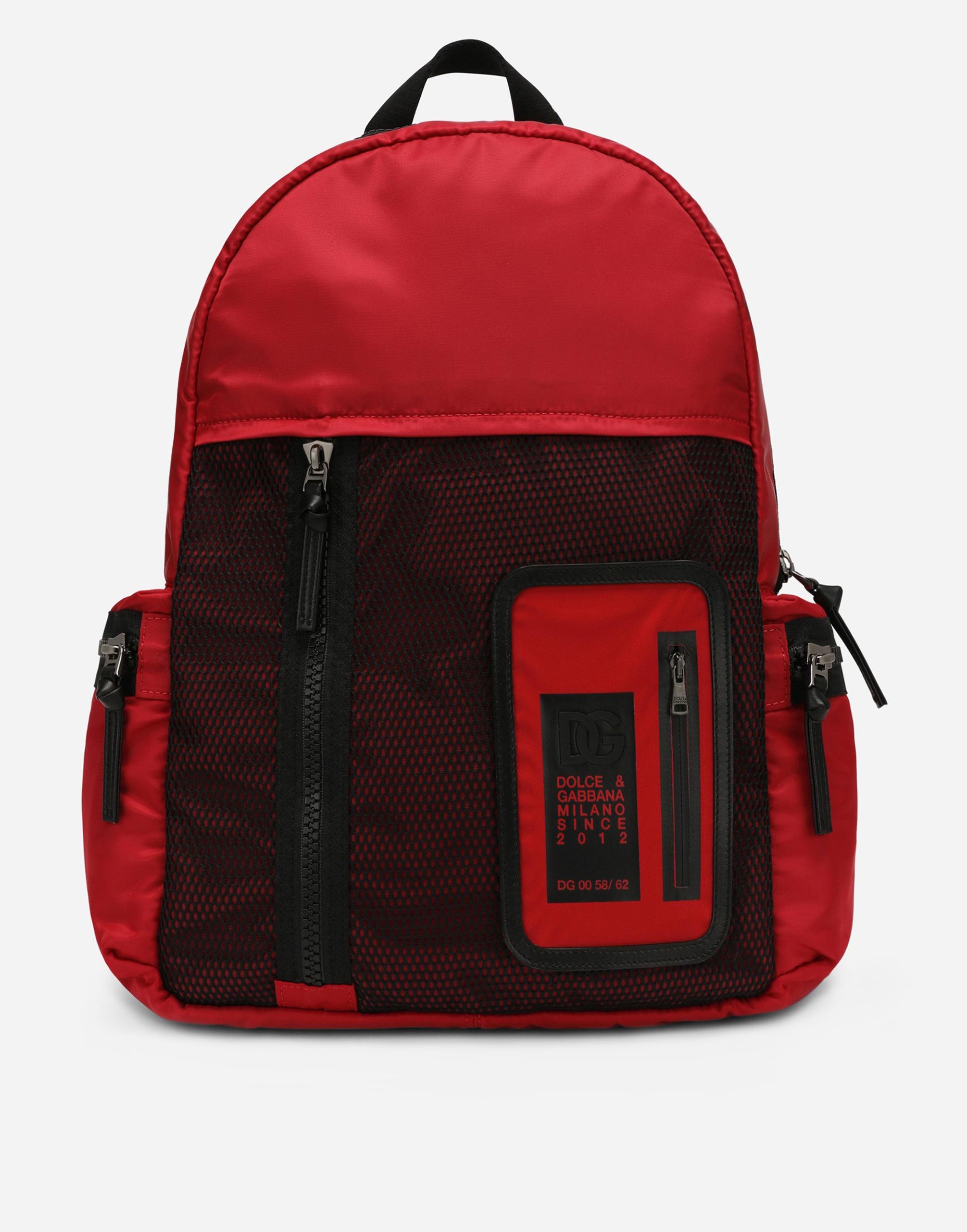 Nylon backpack with Dolce&Gabbana logo in Red