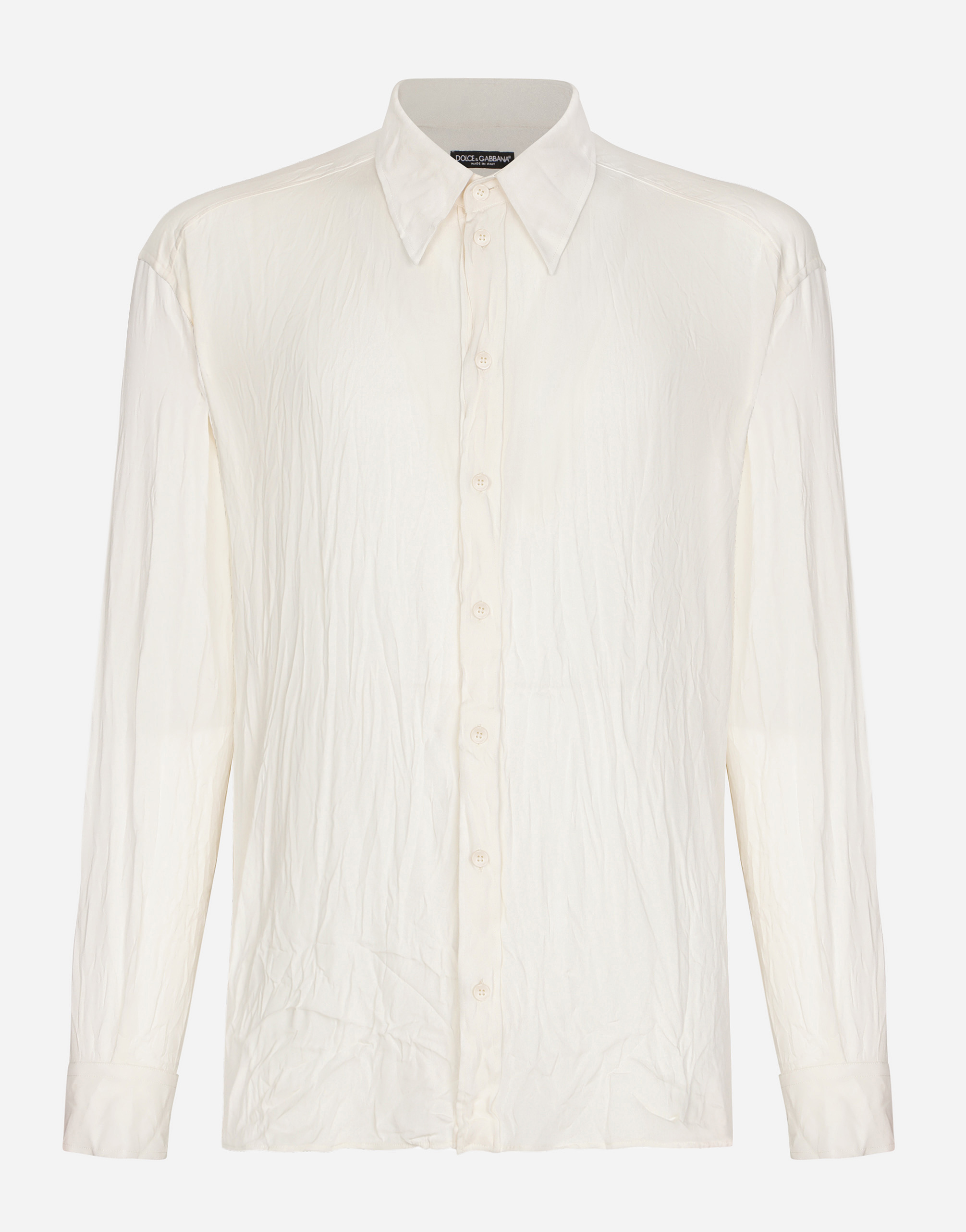 Oversize stretch satin charmeuse shirt in White