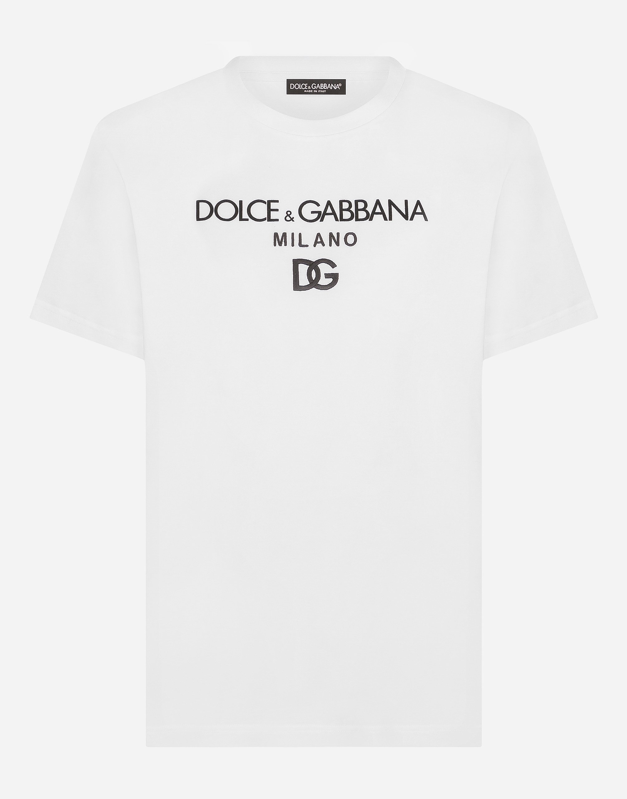 Cotton T-shirt with DG embroidery and patch in White