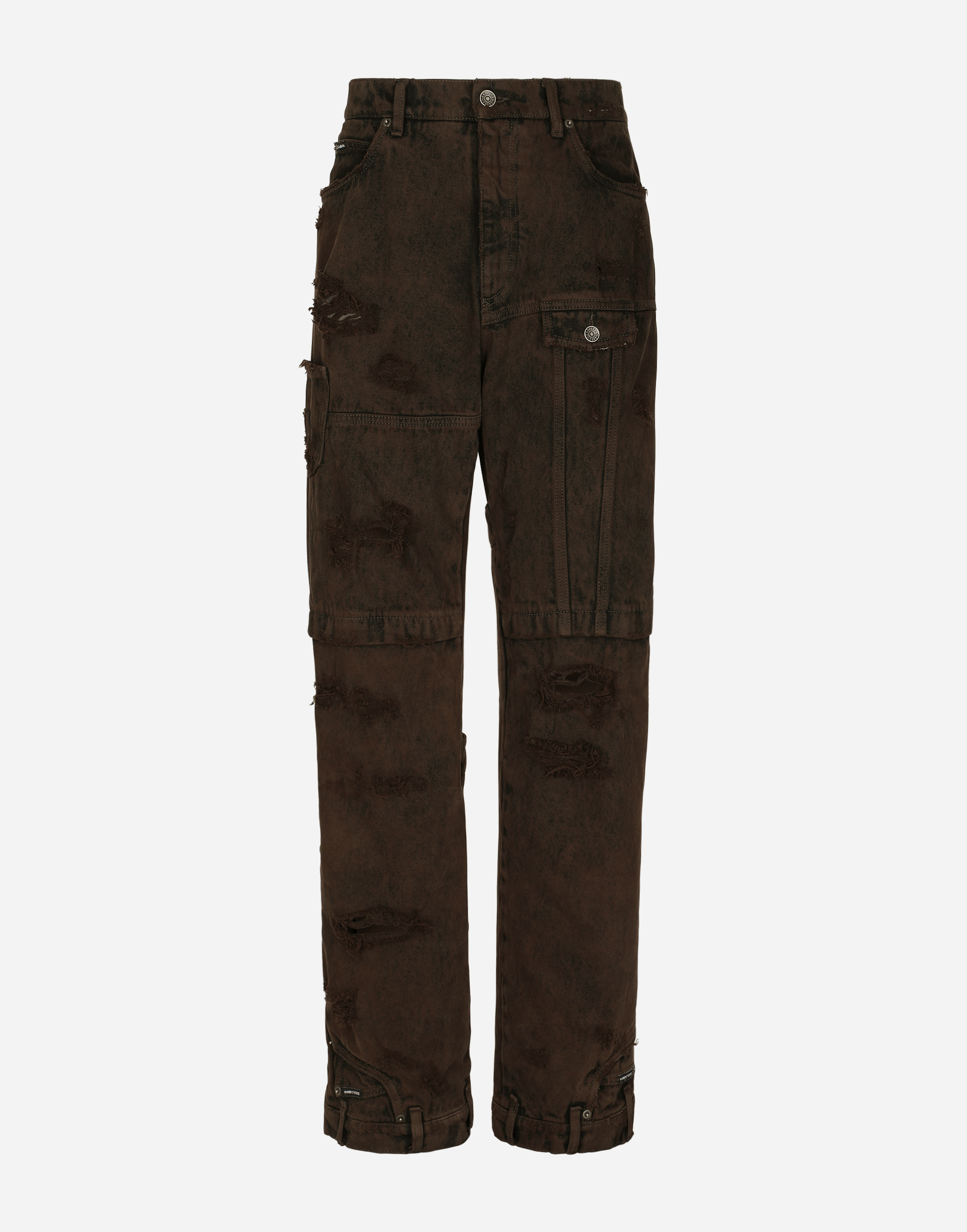 Overdyed patchwork denim jeans in Multicolor