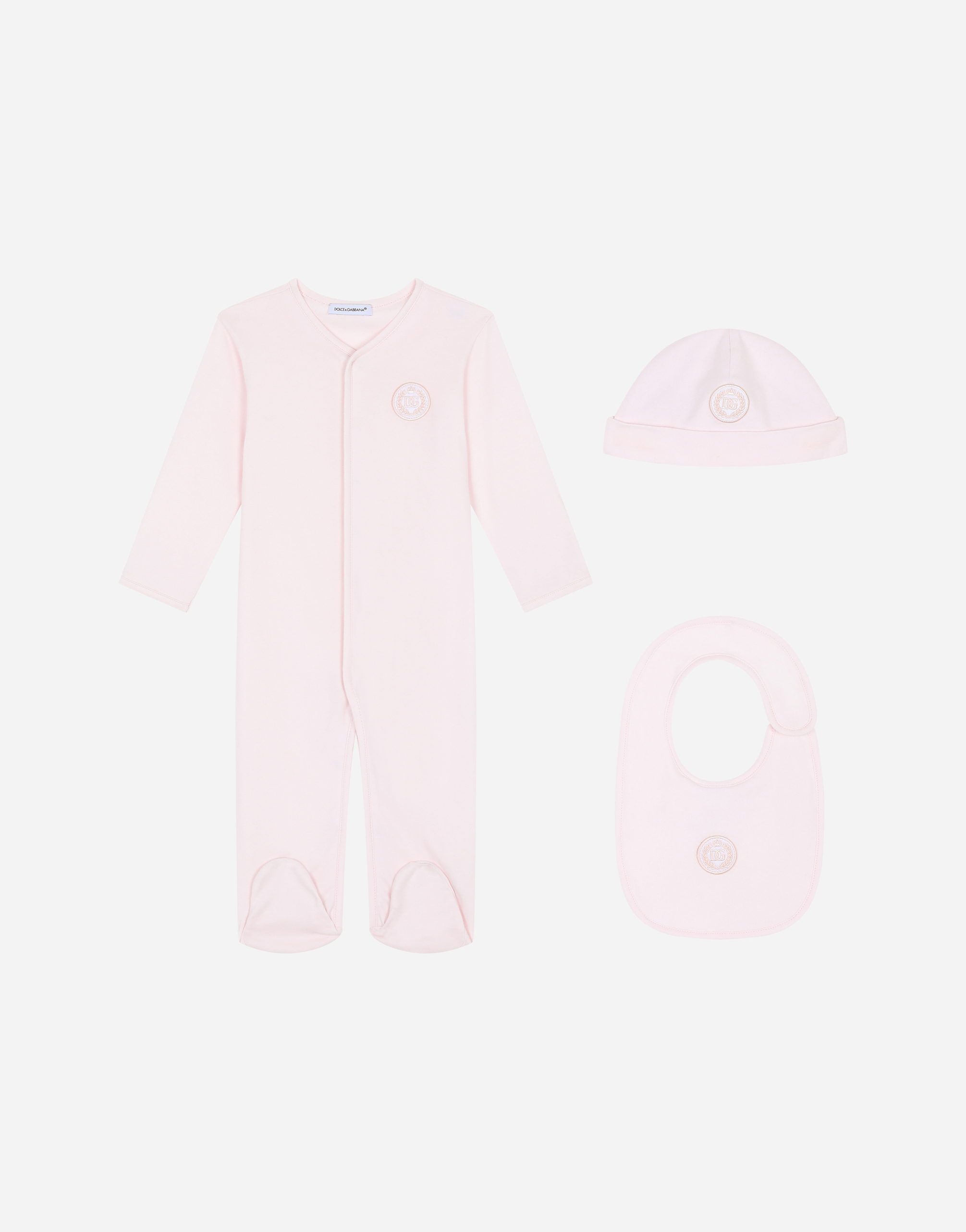 3-piece jersey gift set with DG laurel patch in Pink